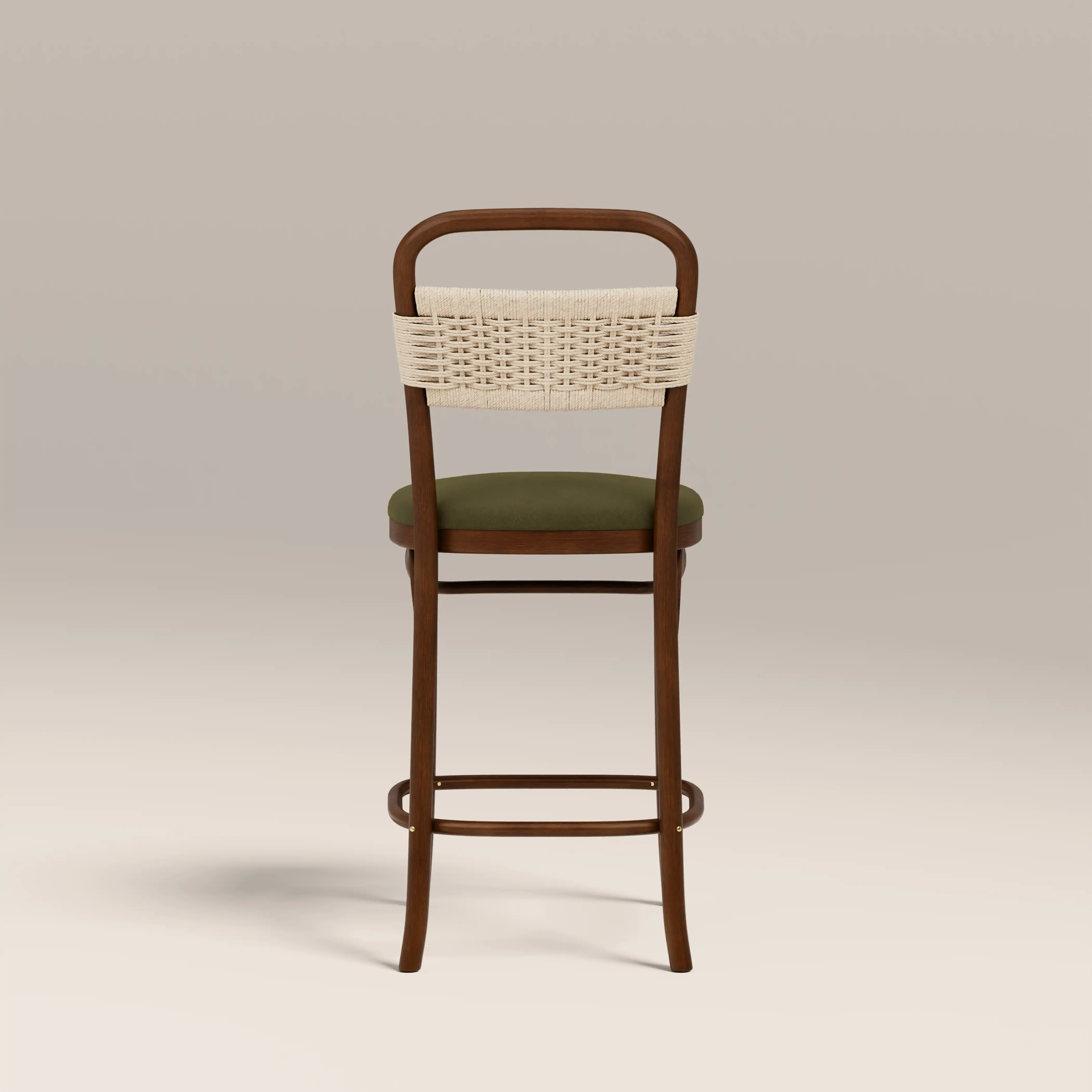 Daisy Wooden Kitchen Stool |  Olive Green Sustainable Velvet & Walnut - Image 6