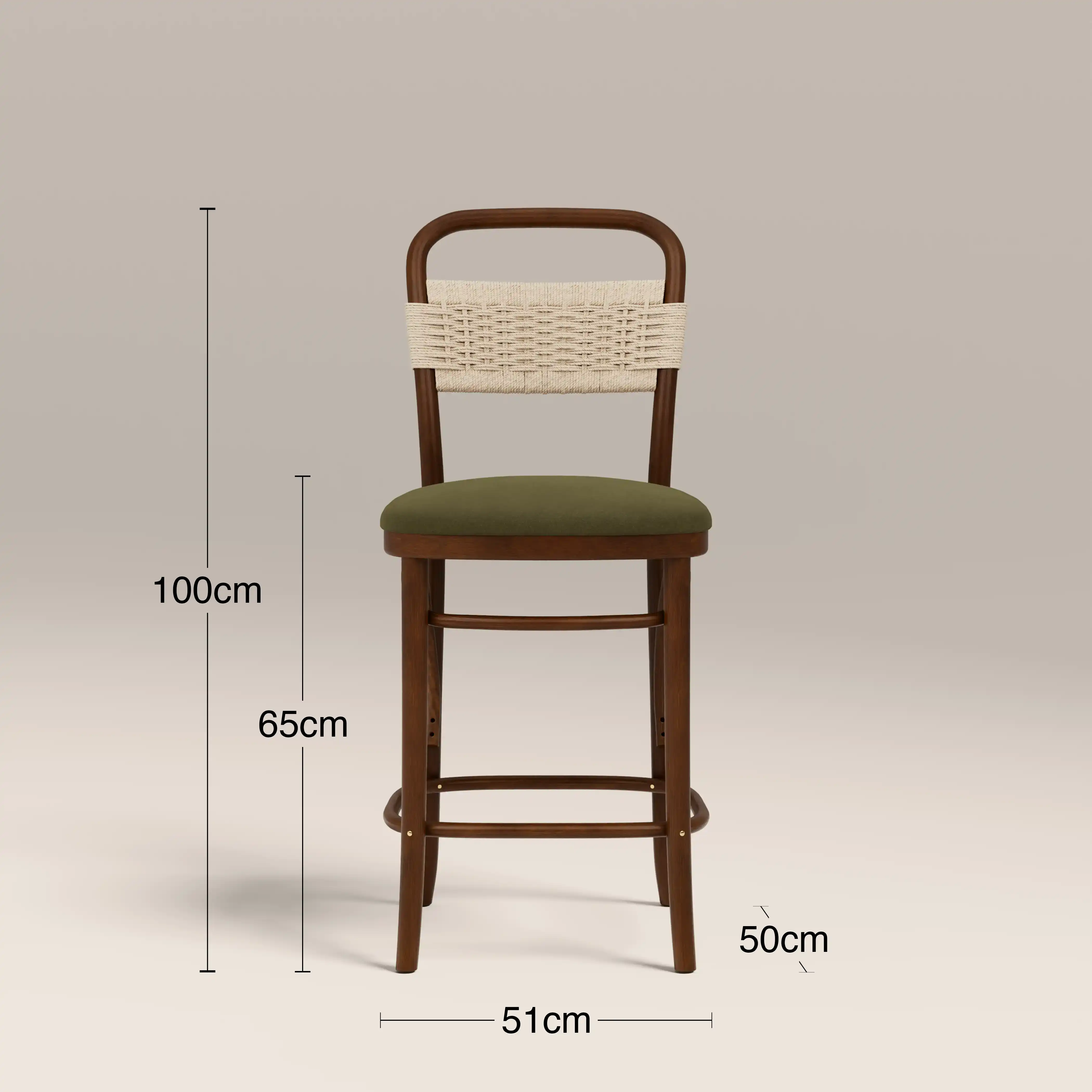 Daisy Wooden Kitchen Stool |  Olive Green Sustainable Velvet & Walnut - Image 7