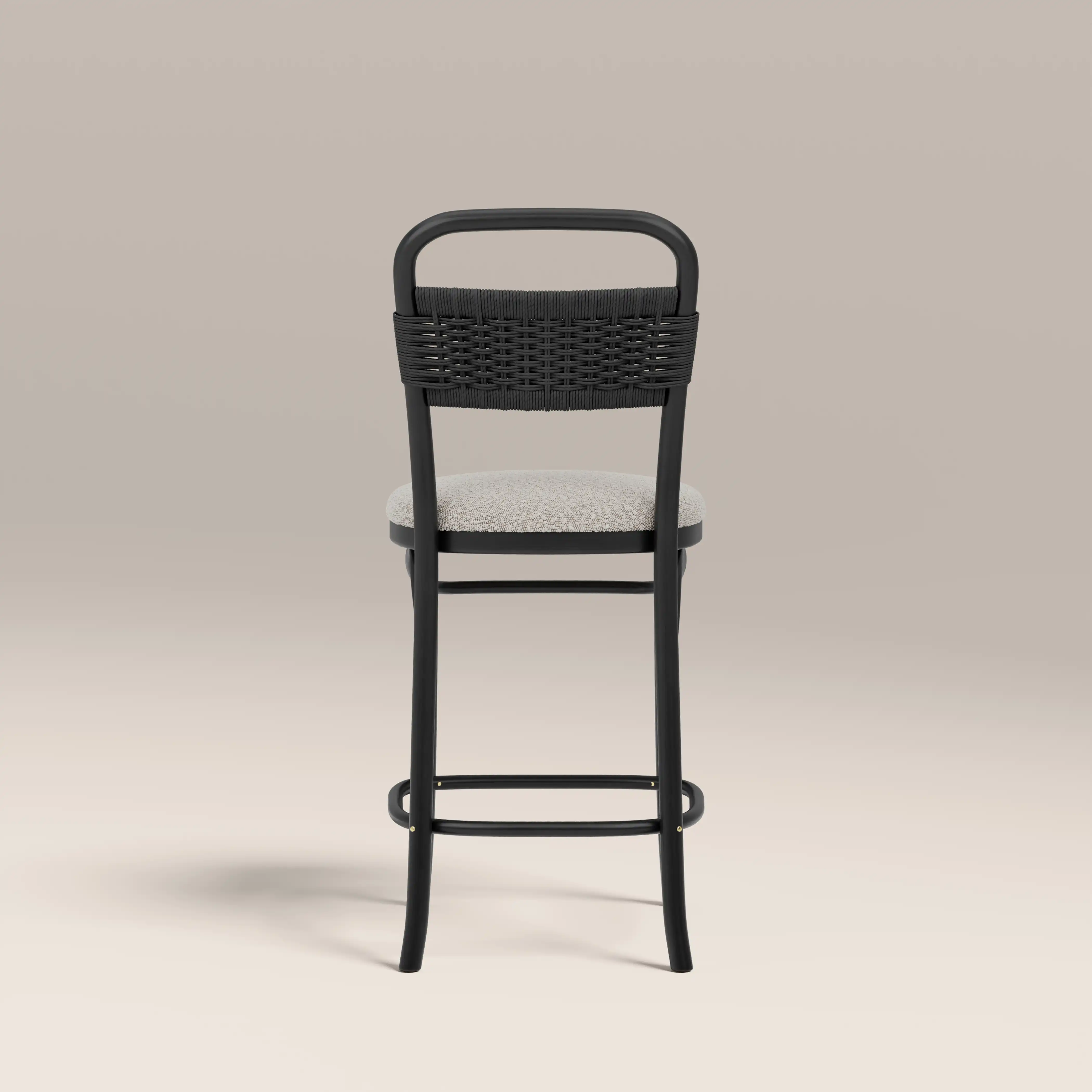 Daisy Wooden Kitchen Stool | Speckled Stone Sustainable Boucle & Black - Image 6