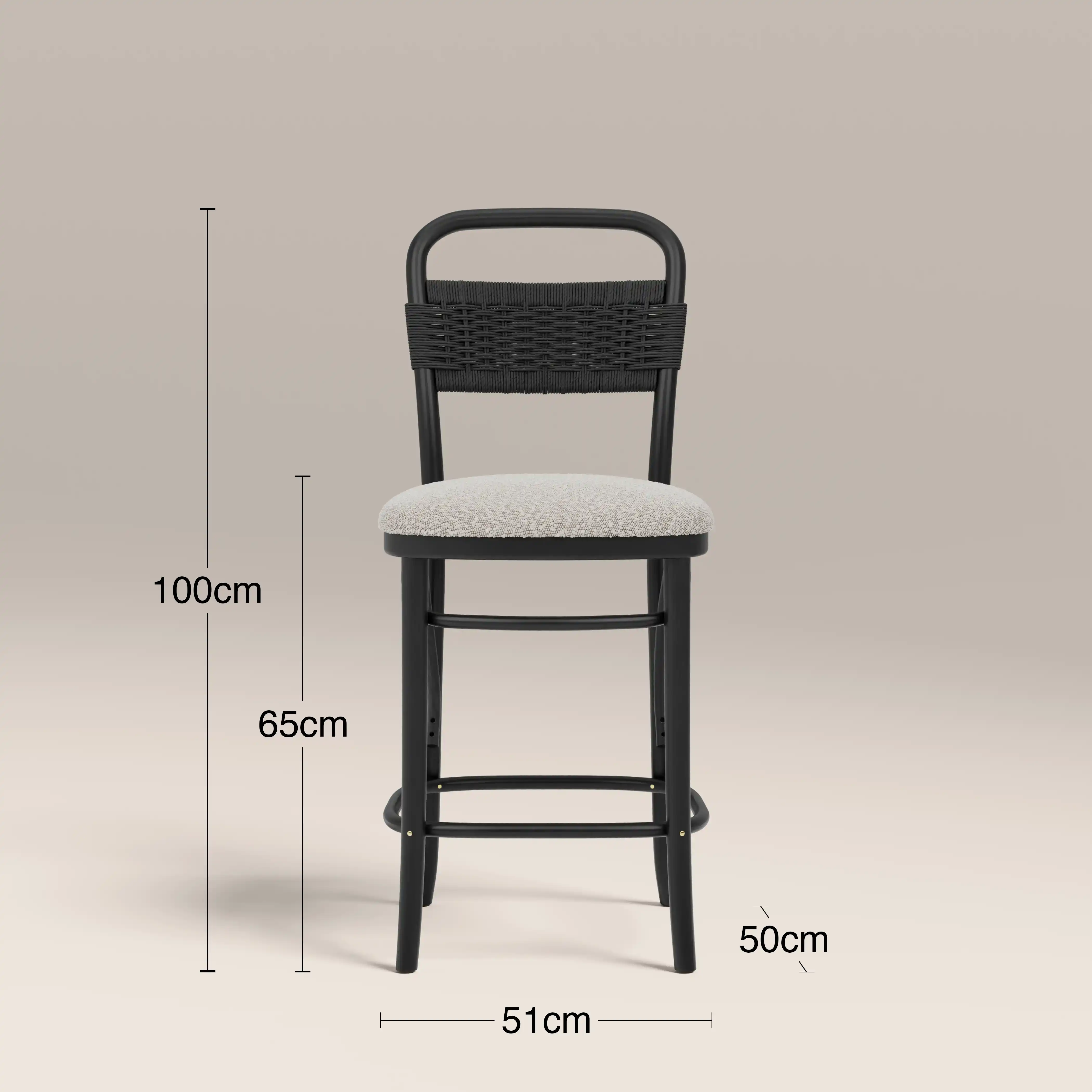 Daisy Wooden Kitchen Stool | Speckled Stone Sustainable Boucle & Black - Image 7