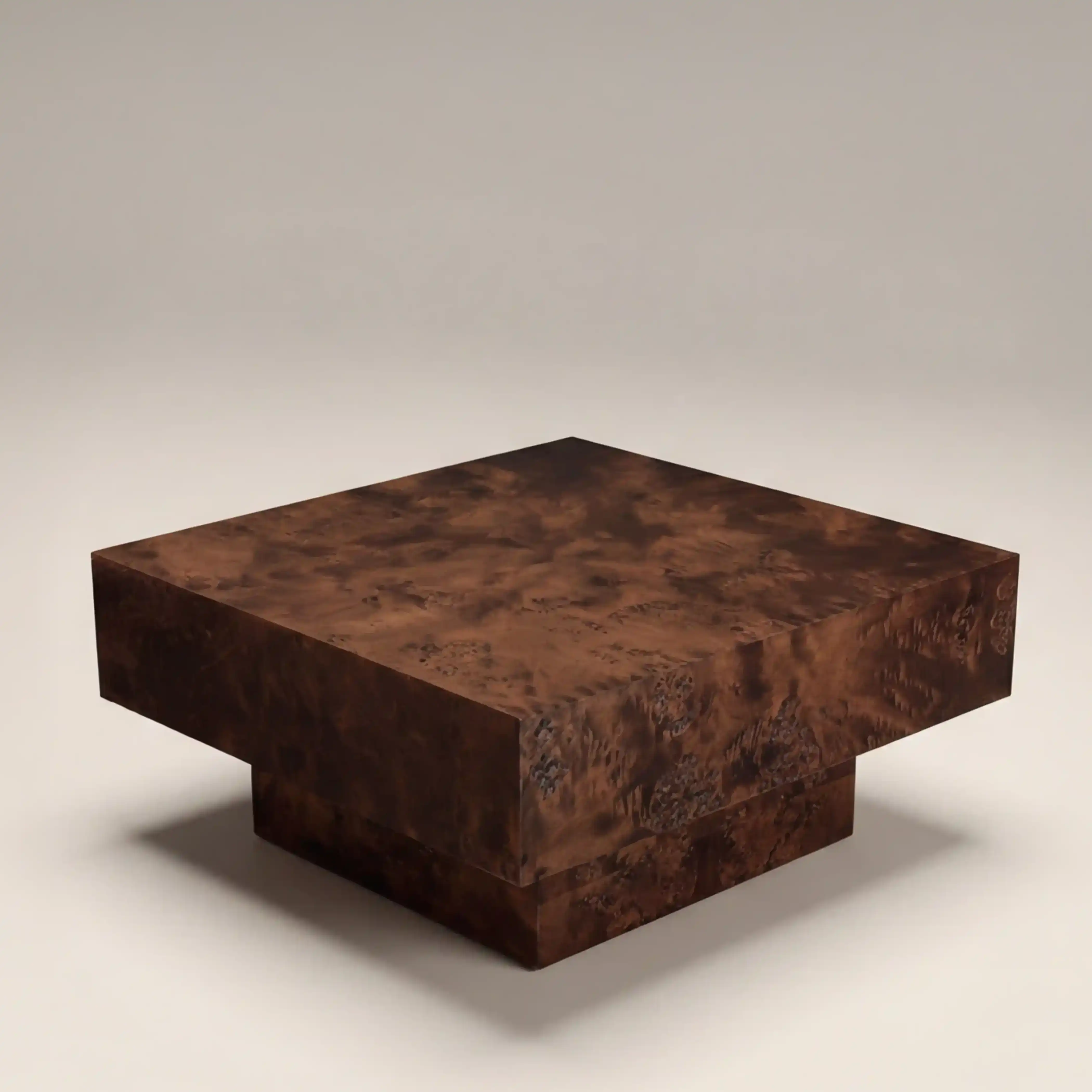 Dalton Square Wooden Coffee Table | Walnut Burl Wood - Image 2