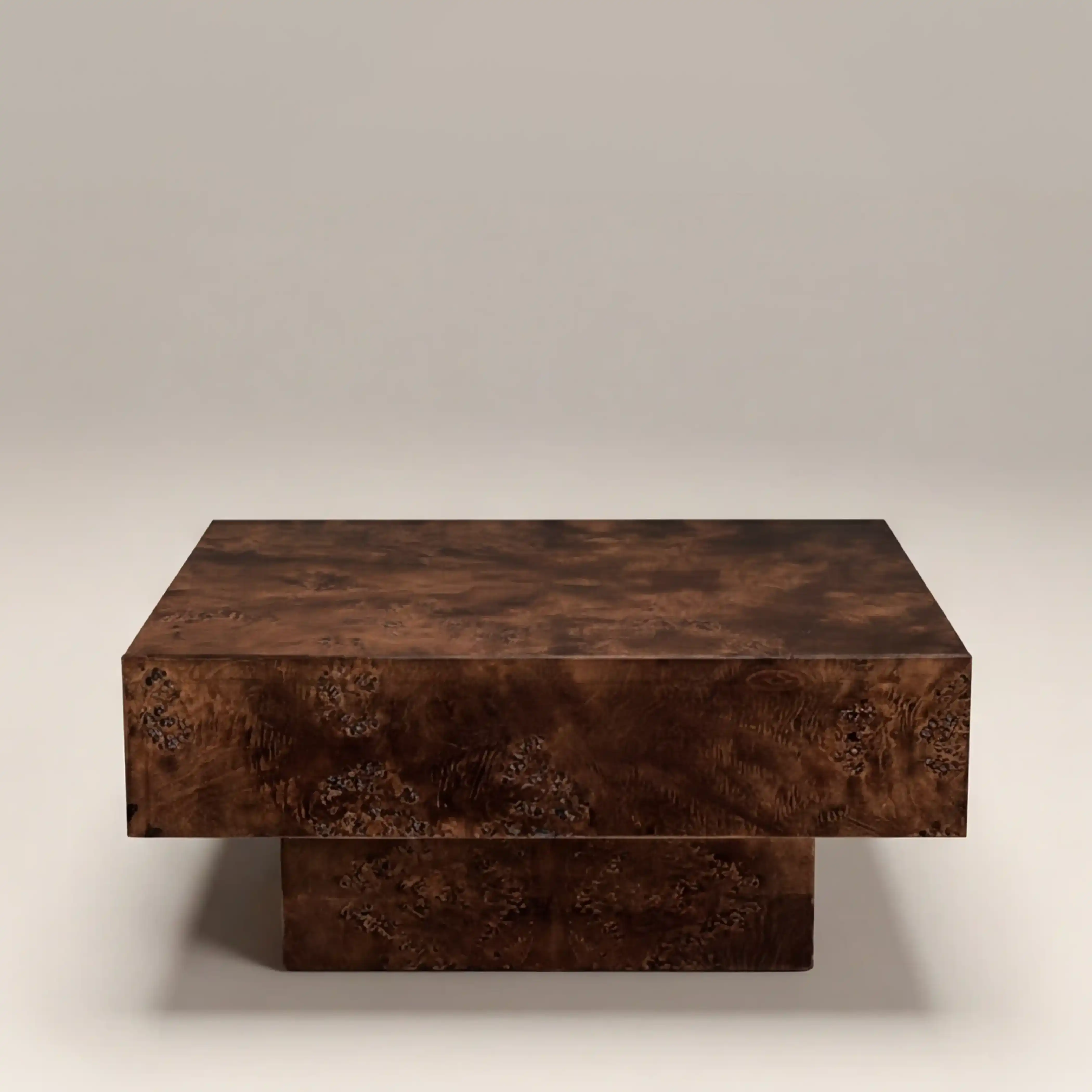 Dalton Square Wooden Coffee Table | Walnut Burl Wood - Image 3