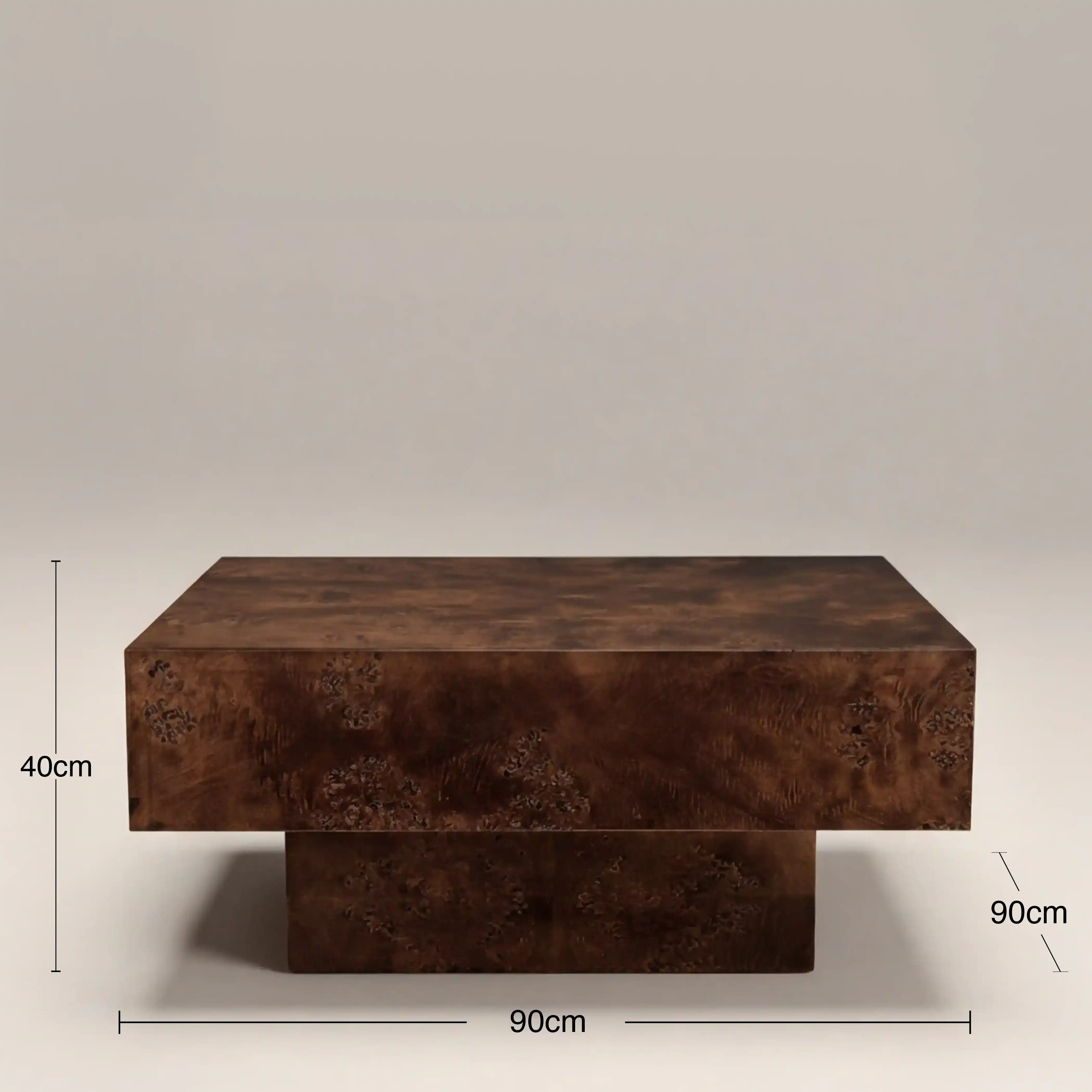 Dalton Square Wooden Coffee Table | Walnut Burl Wood - Image 4