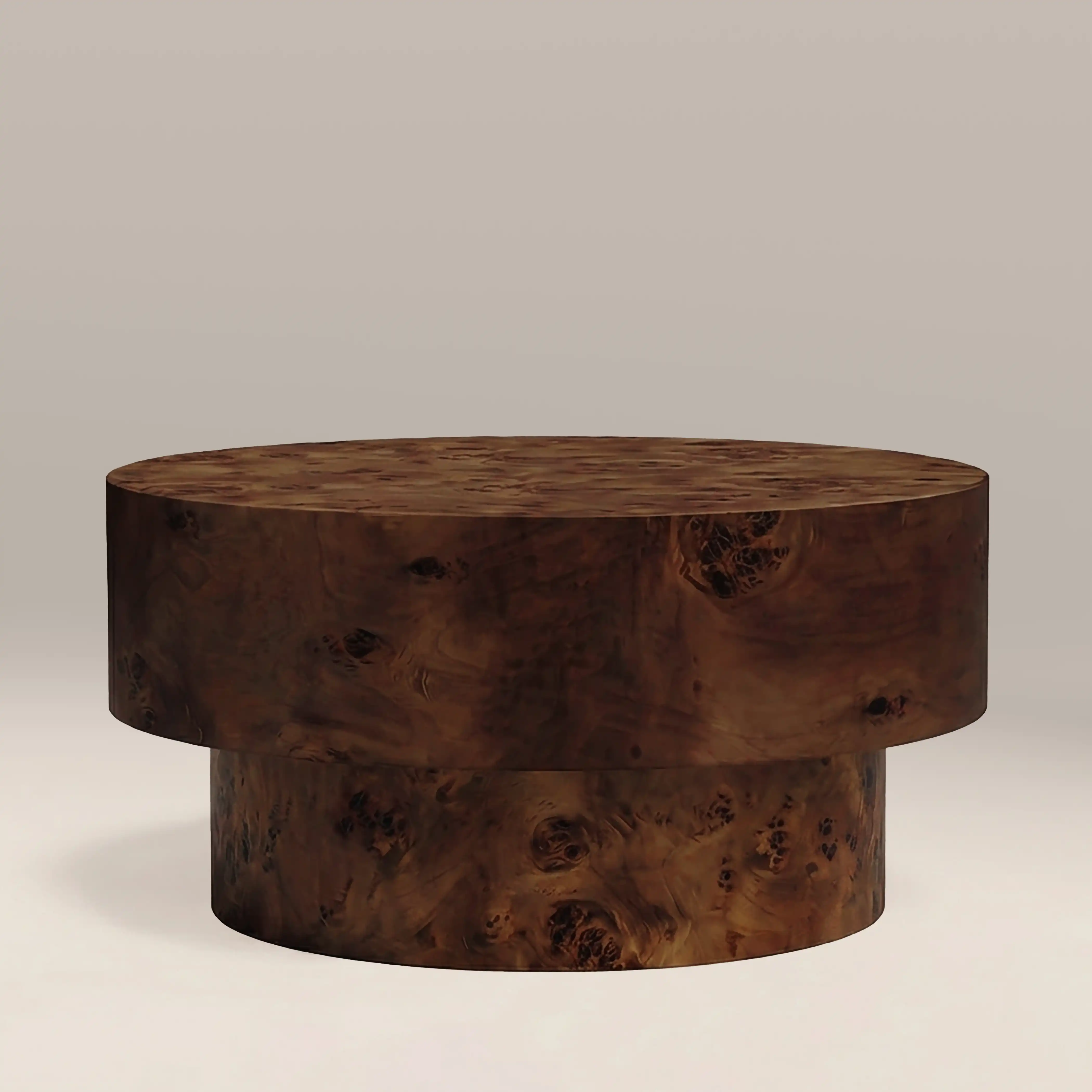 Dalton Round Wooden Coffee Table | Walnut Burl Wood - Image 2