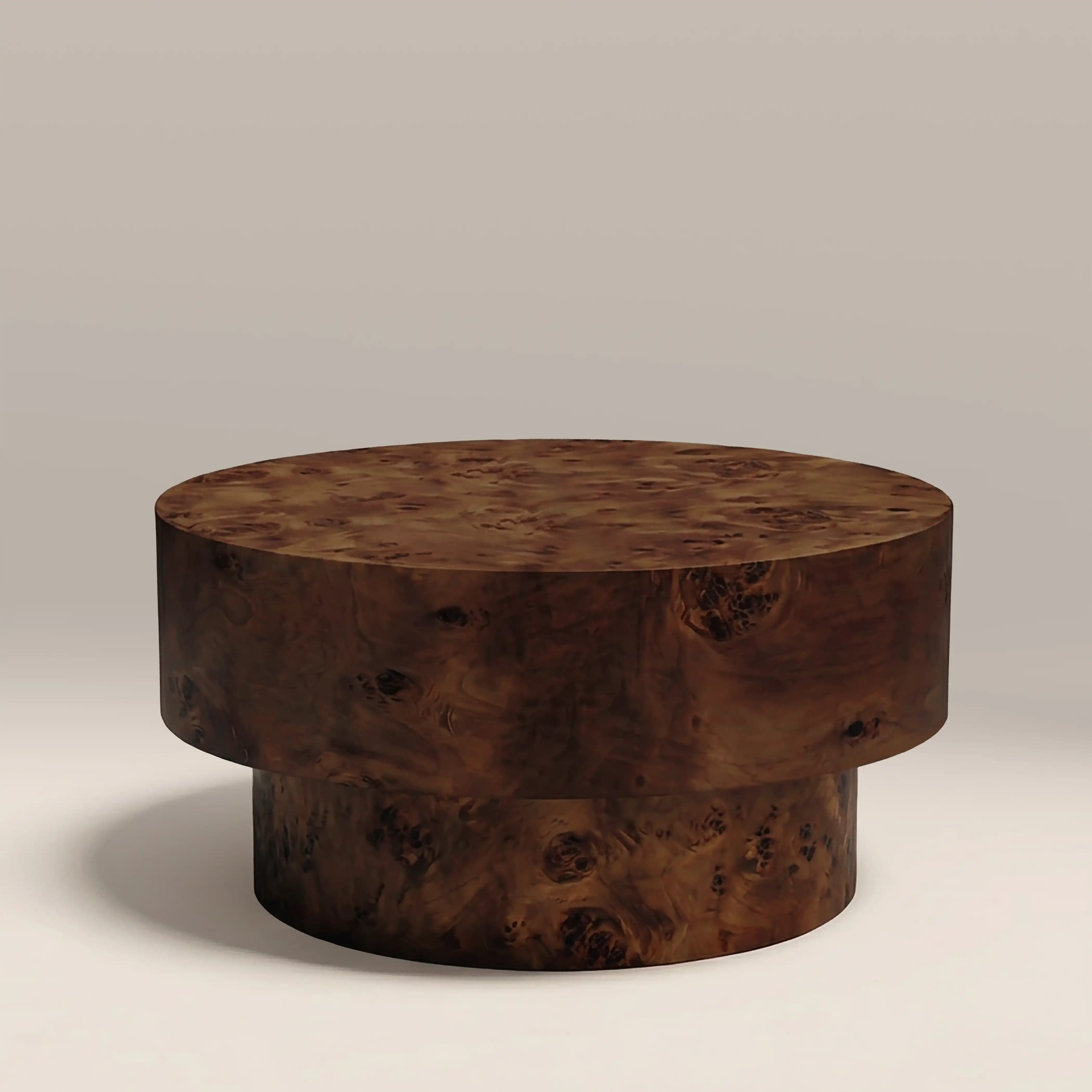 Dalton Round Wooden Coffee Table | Walnut Burl Wood - Image 3