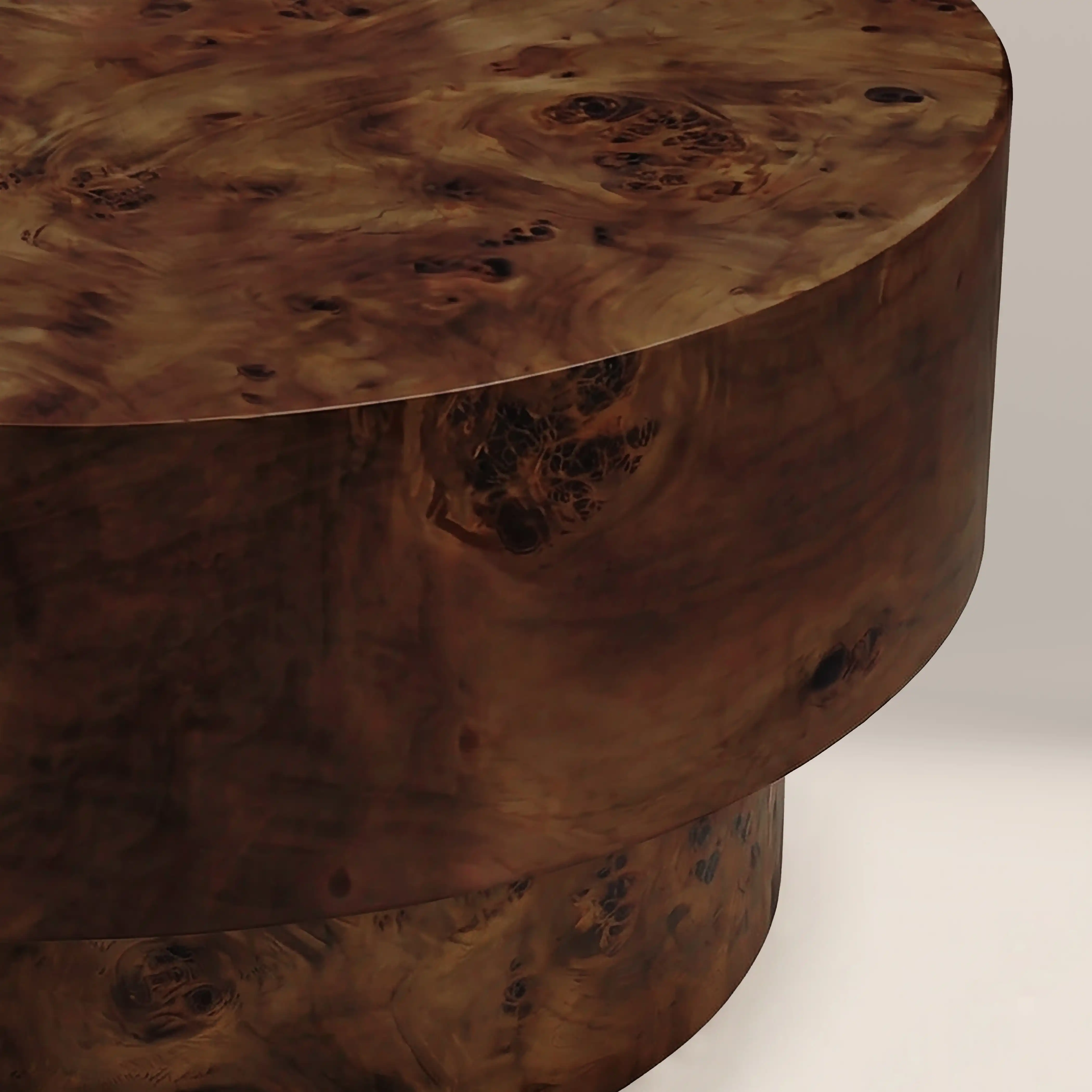 Dalton Round Wooden Coffee Table | Walnut Burl Wood - Image 5