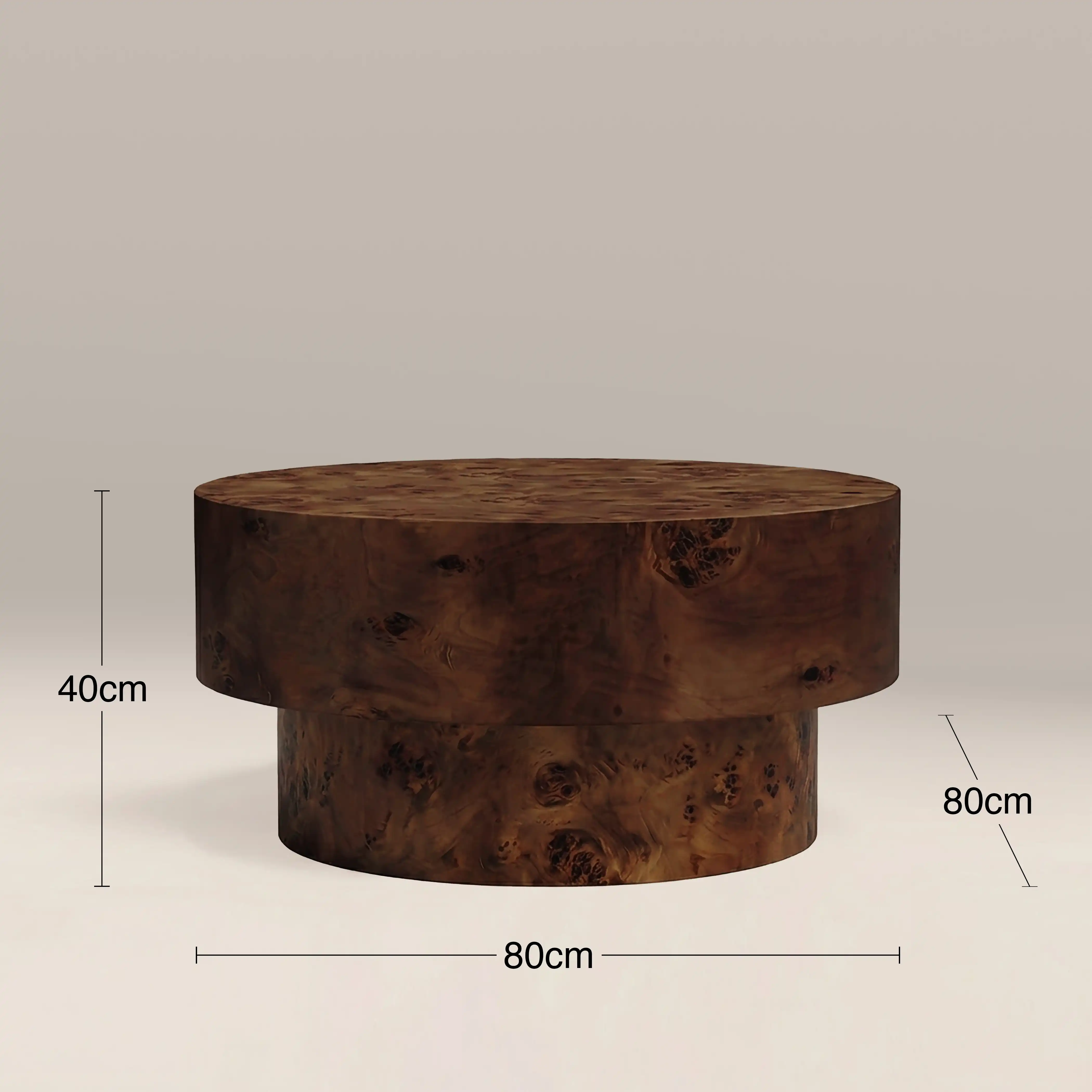 Dalton Round Wooden Coffee Table | Walnut Burl Wood - Image 6
