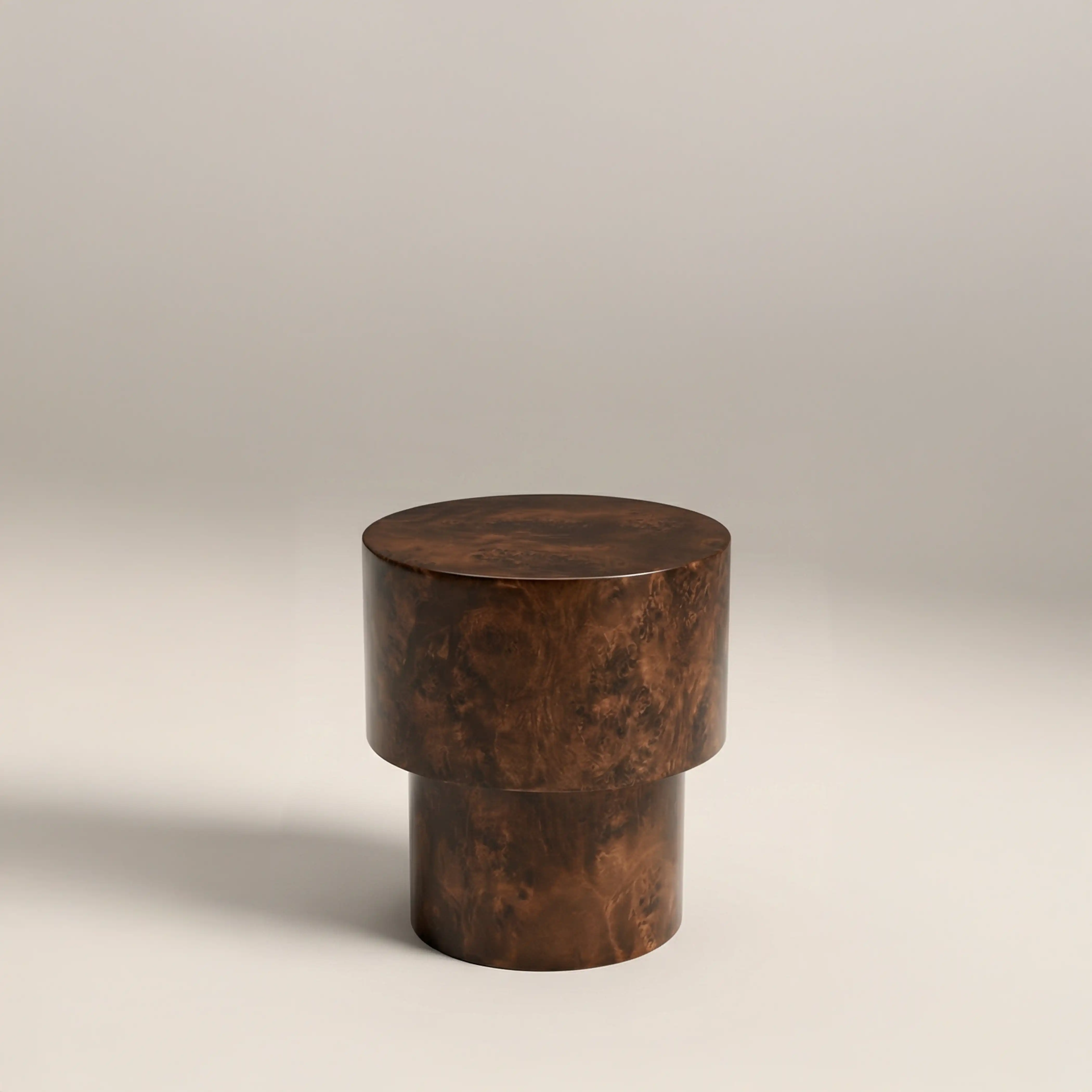 Dalton Round Wooden Side Table | Walnut Burl Wood - Image 2