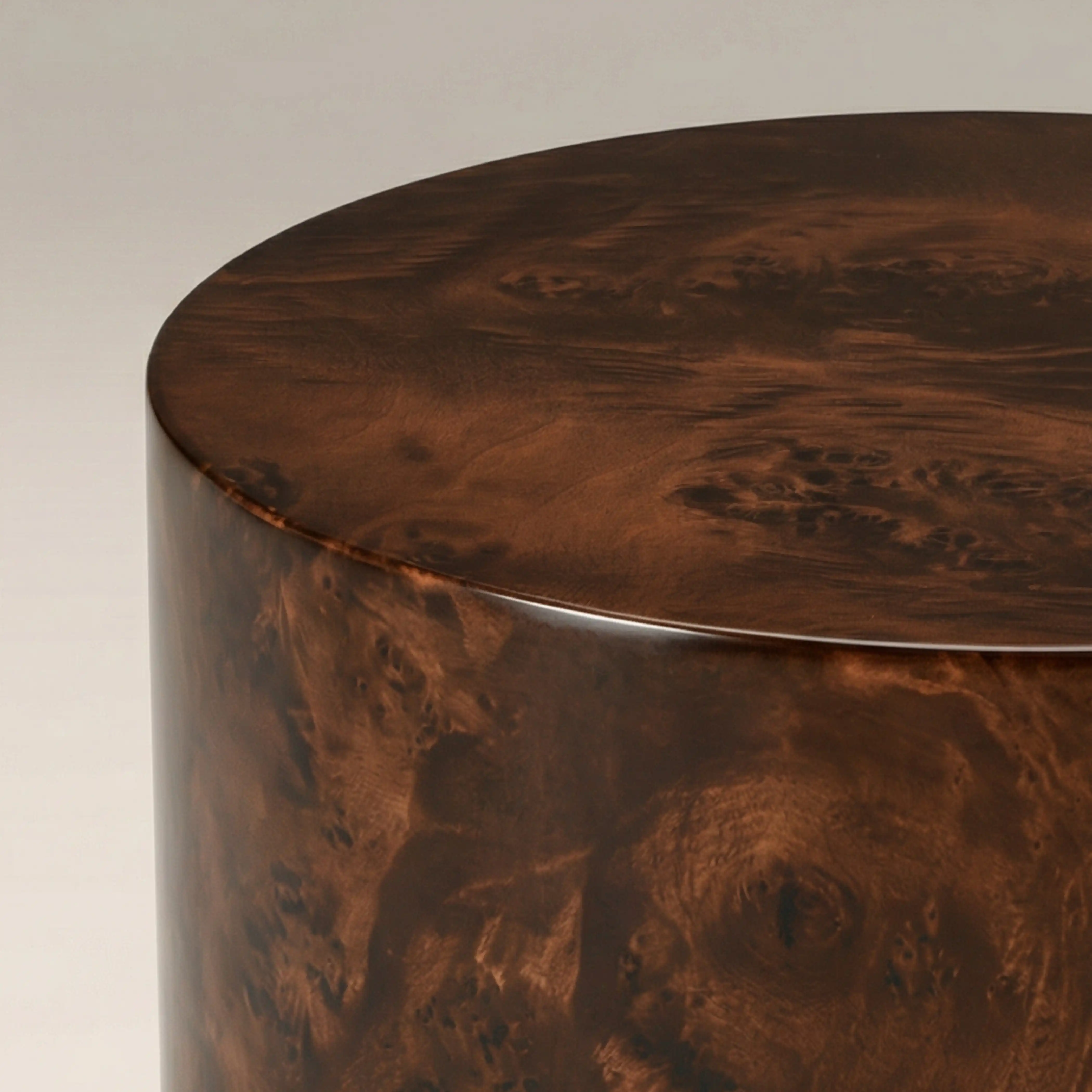 Dalton Round Wooden Side Table | Walnut Burl Wood - Image 3
