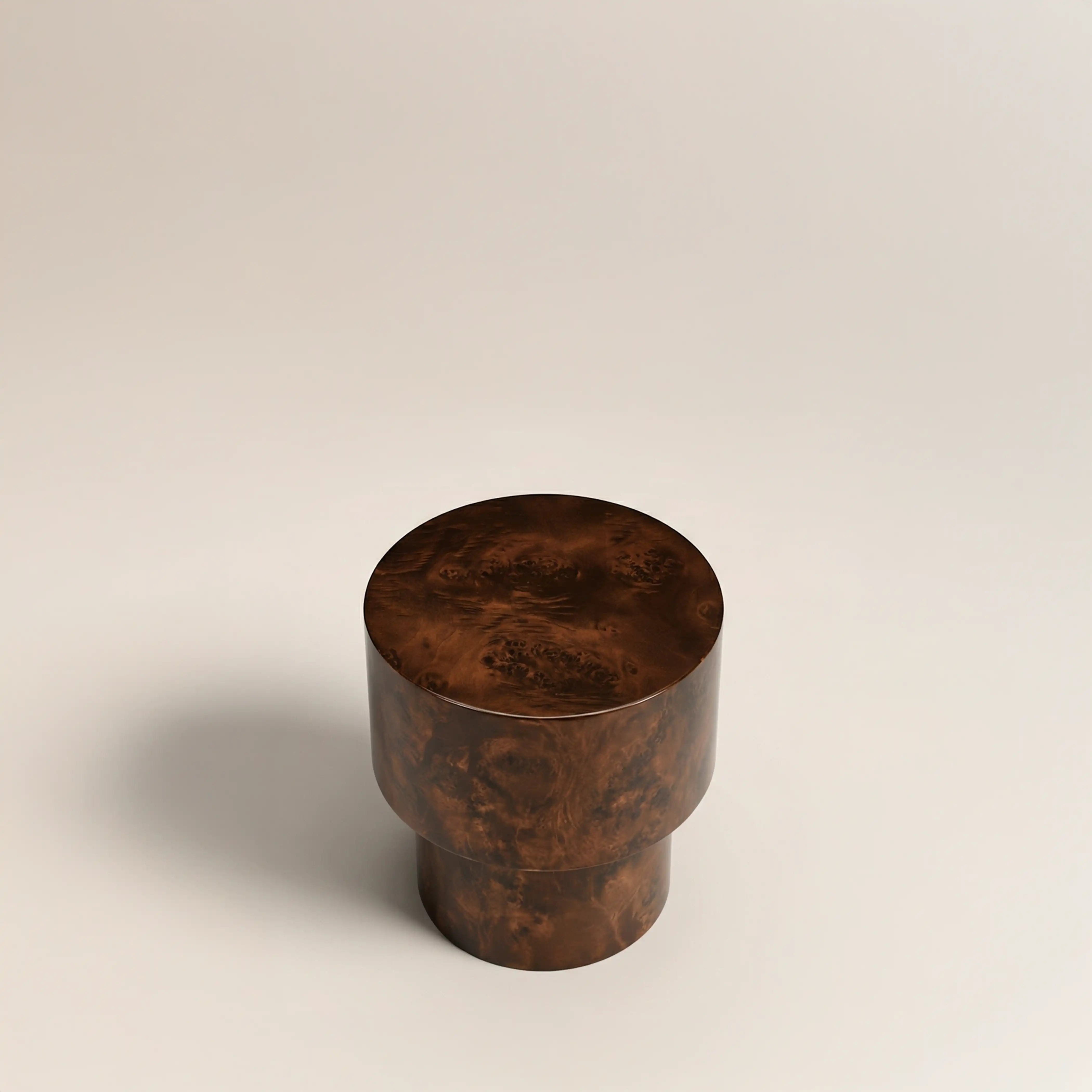 Dalton Round Wooden Side Table | Walnut Burl Wood - Image 4
