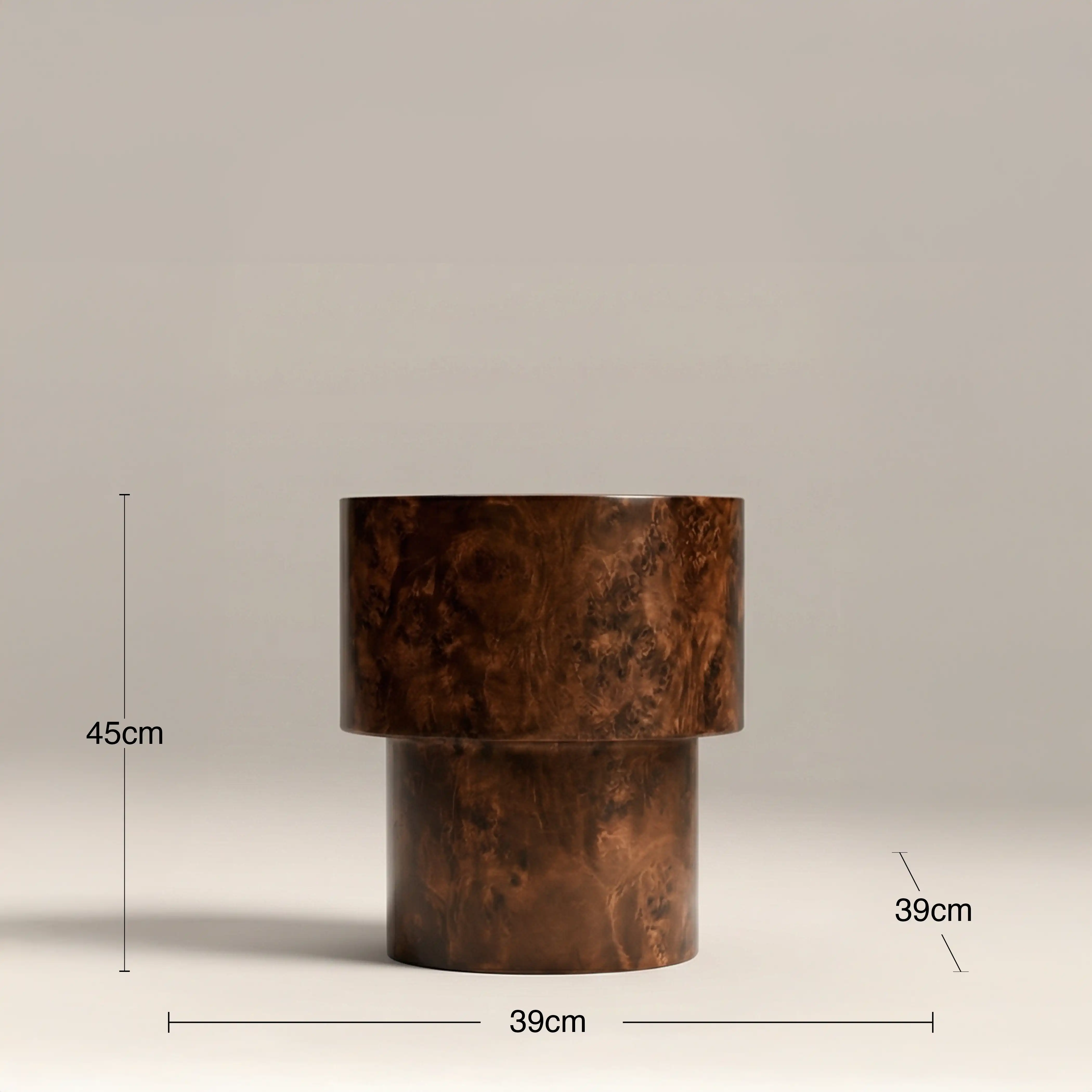 Dalton Round Wooden Side Table | Walnut Burl Wood - Image 5