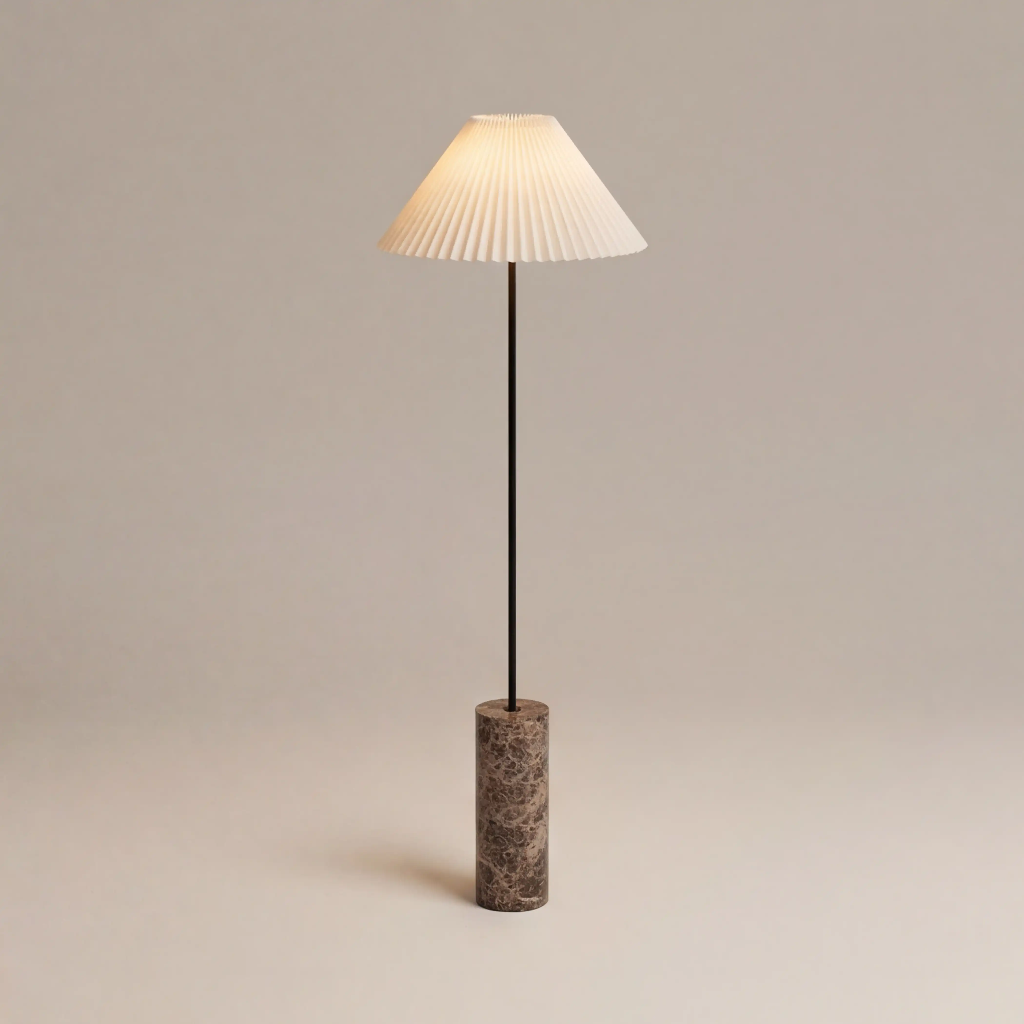 Danika Floor Lamp | Natural Linen & Brown Marble - Image 3