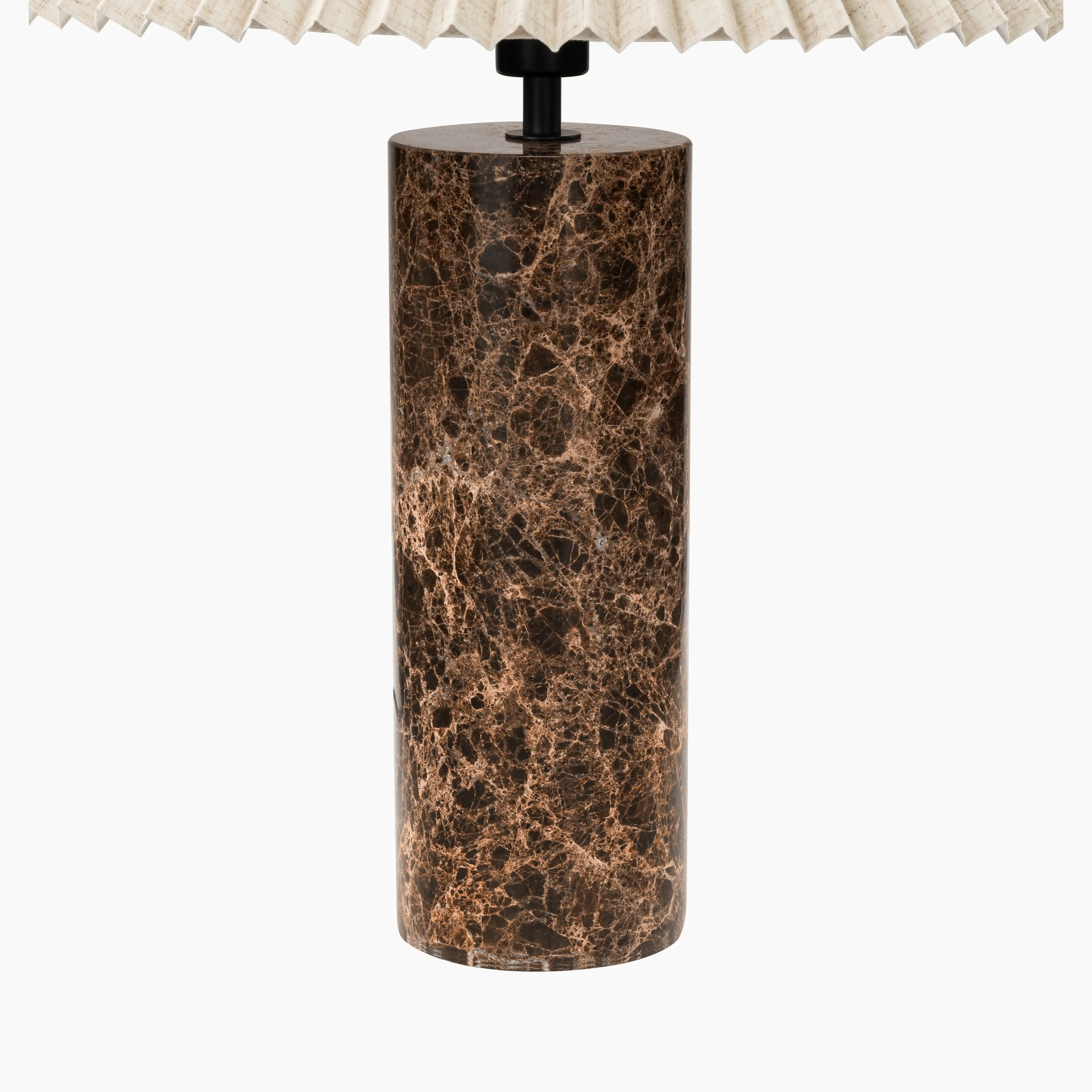 Danika Table Lamp | Natural Linen & Brown Marble - Image 3