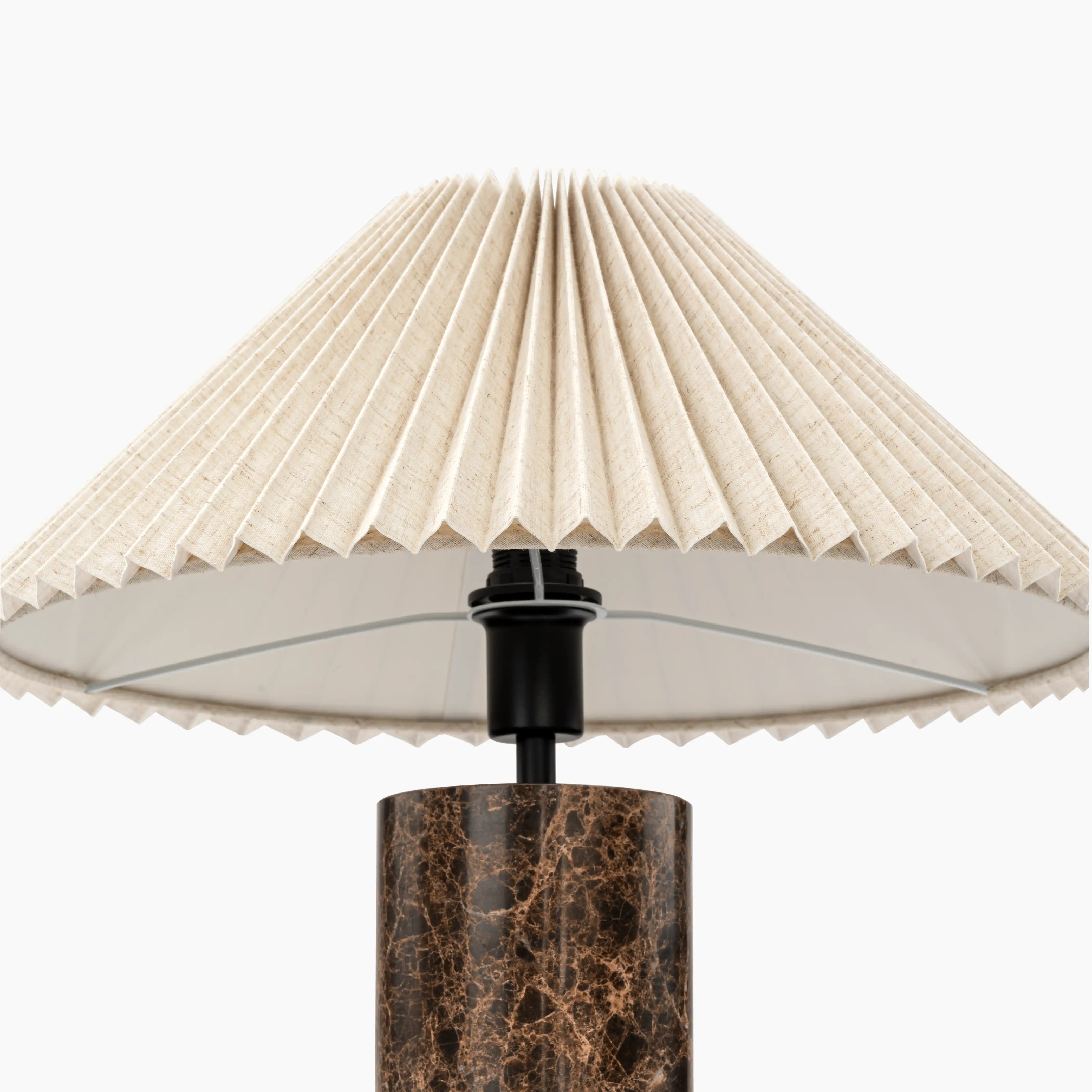 Danika Table Lamp | Natural Linen & Brown Marble - Image 7