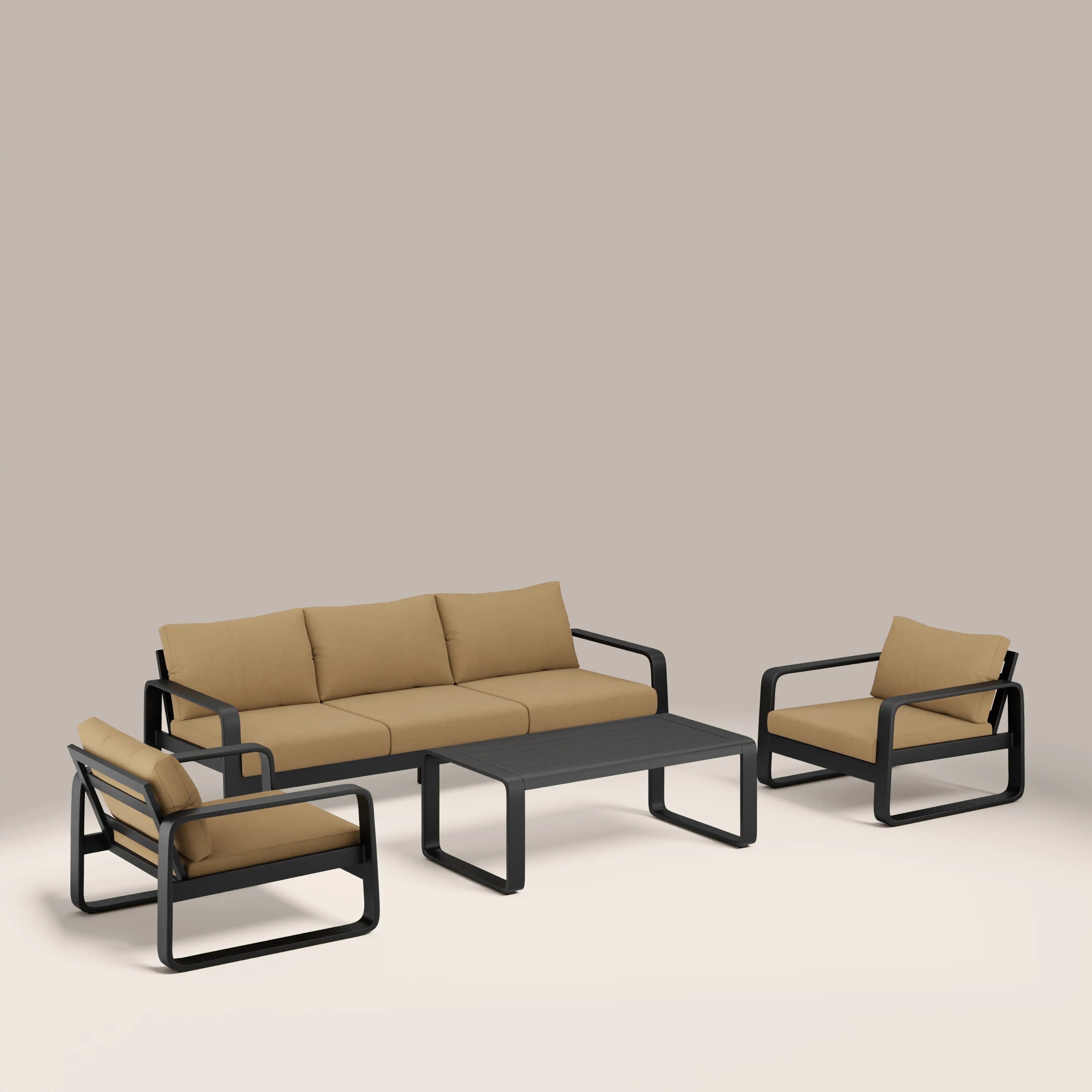 Dante Garden Sofa Set | Beige & Charcoal Black - Image 4