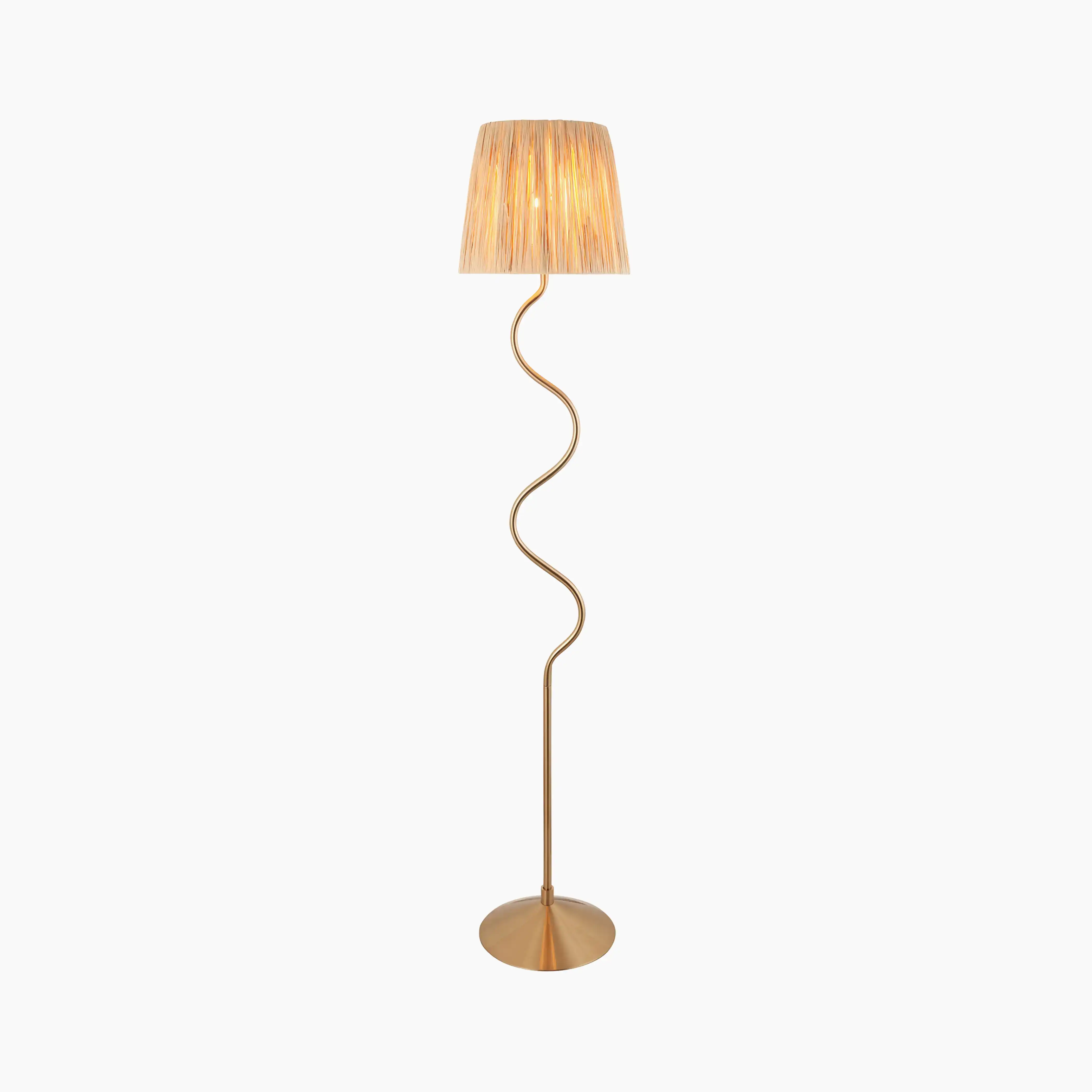 Davis Floor Lamp | Natural Raffia & Brass - Image 3