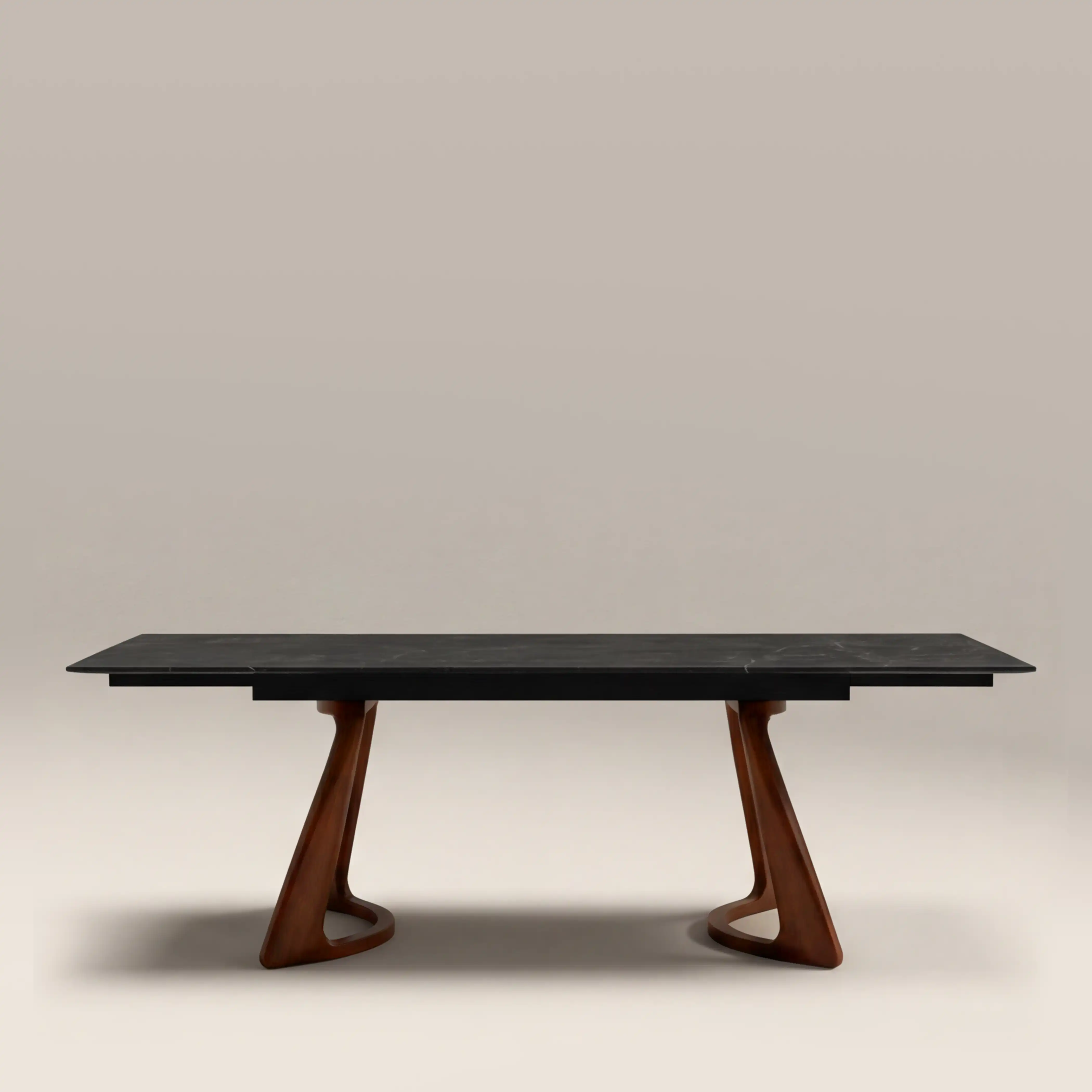Delina 6-10 Seat Rectangle Extendable Dining Table | Grey Sintered Stone & Walnut - Image 3