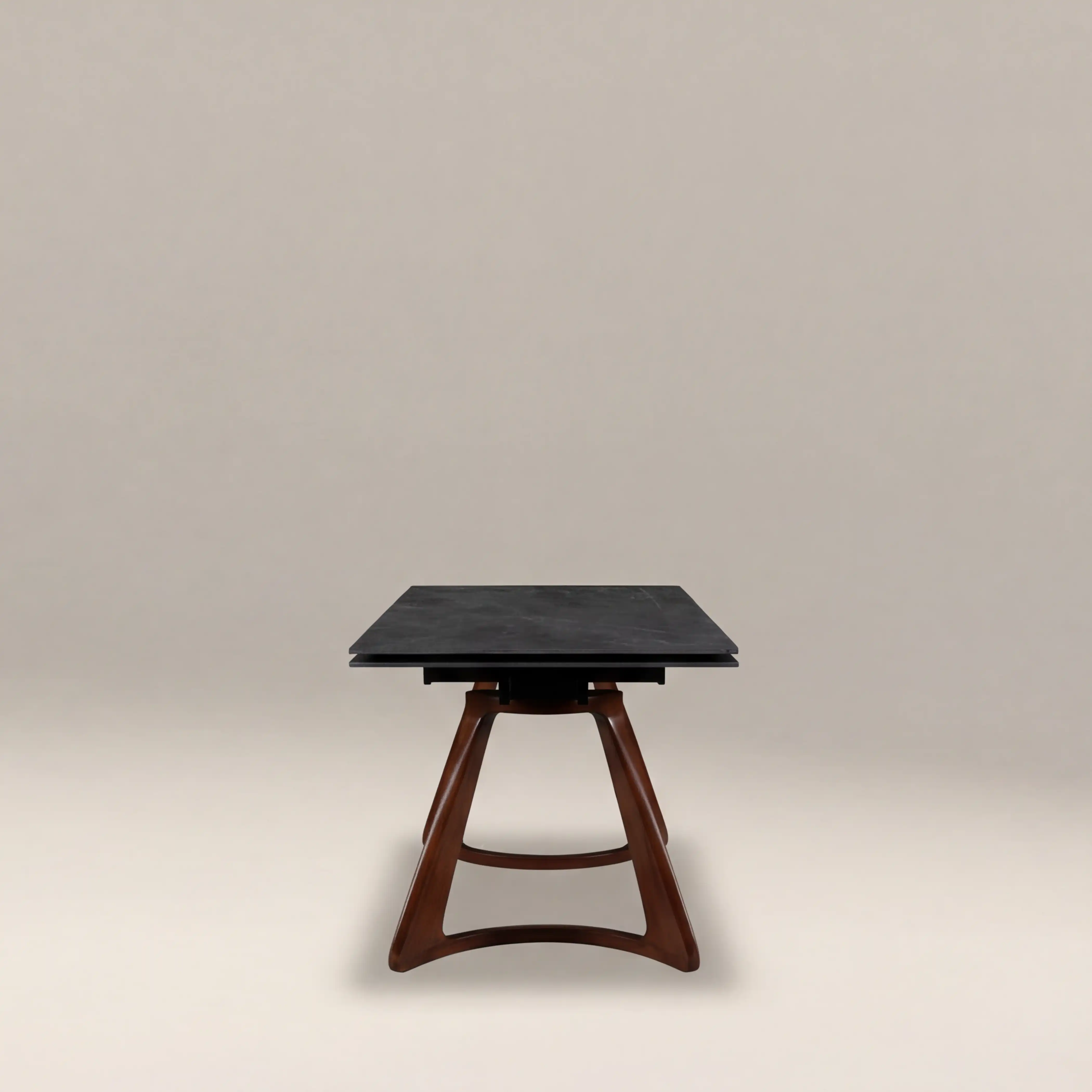 Delina 6-10 Seat Rectangle Extendable Dining Table | Grey Sintered Stone & Walnut - Image 4