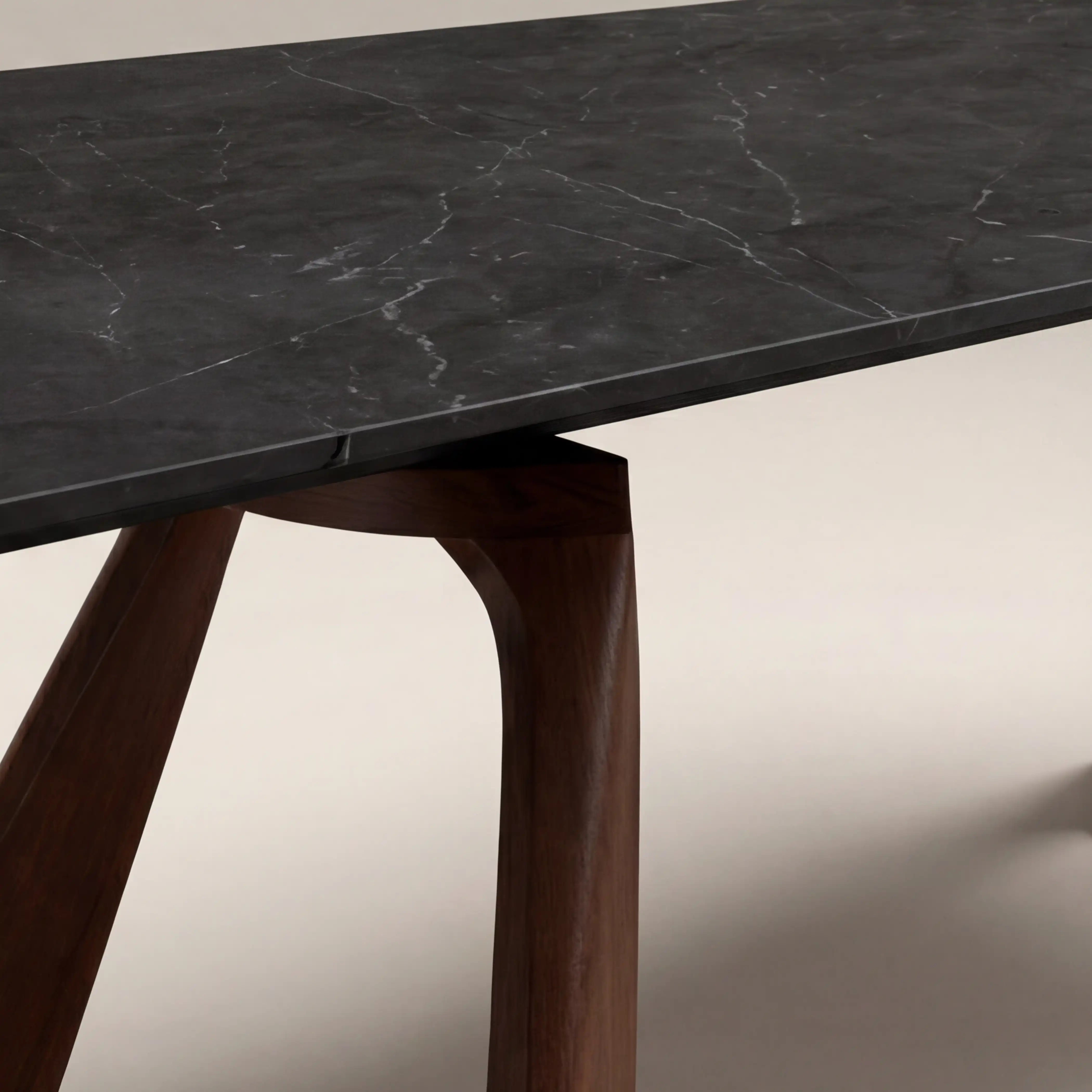 Delina 6-10 Seat Rectangle Extendable Dining Table | Grey Sintered Stone & Walnut - Image 5