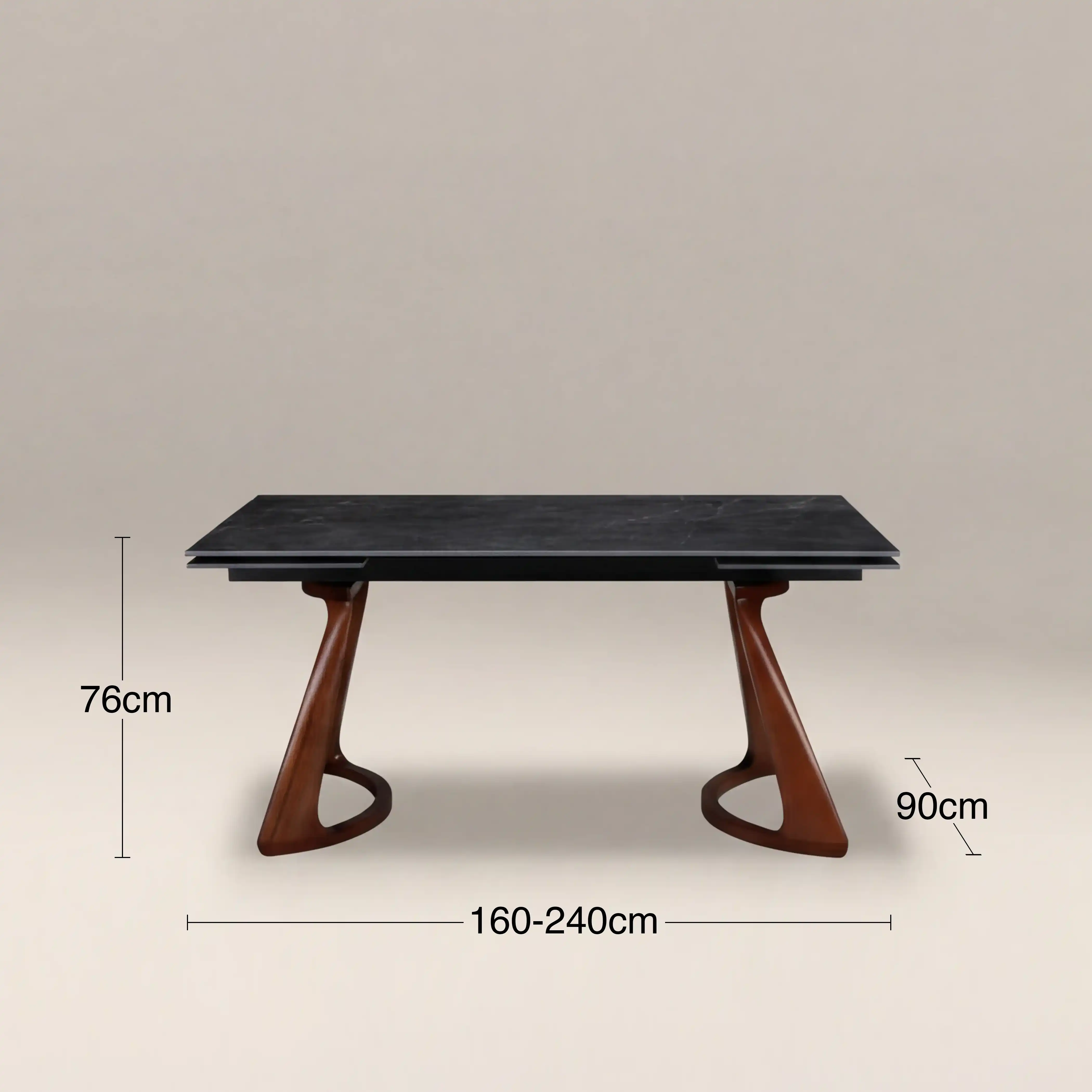 Delina 6-10 Seat Rectangle Extendable Dining Table | Grey Sintered Stone & Walnut - Image 6
