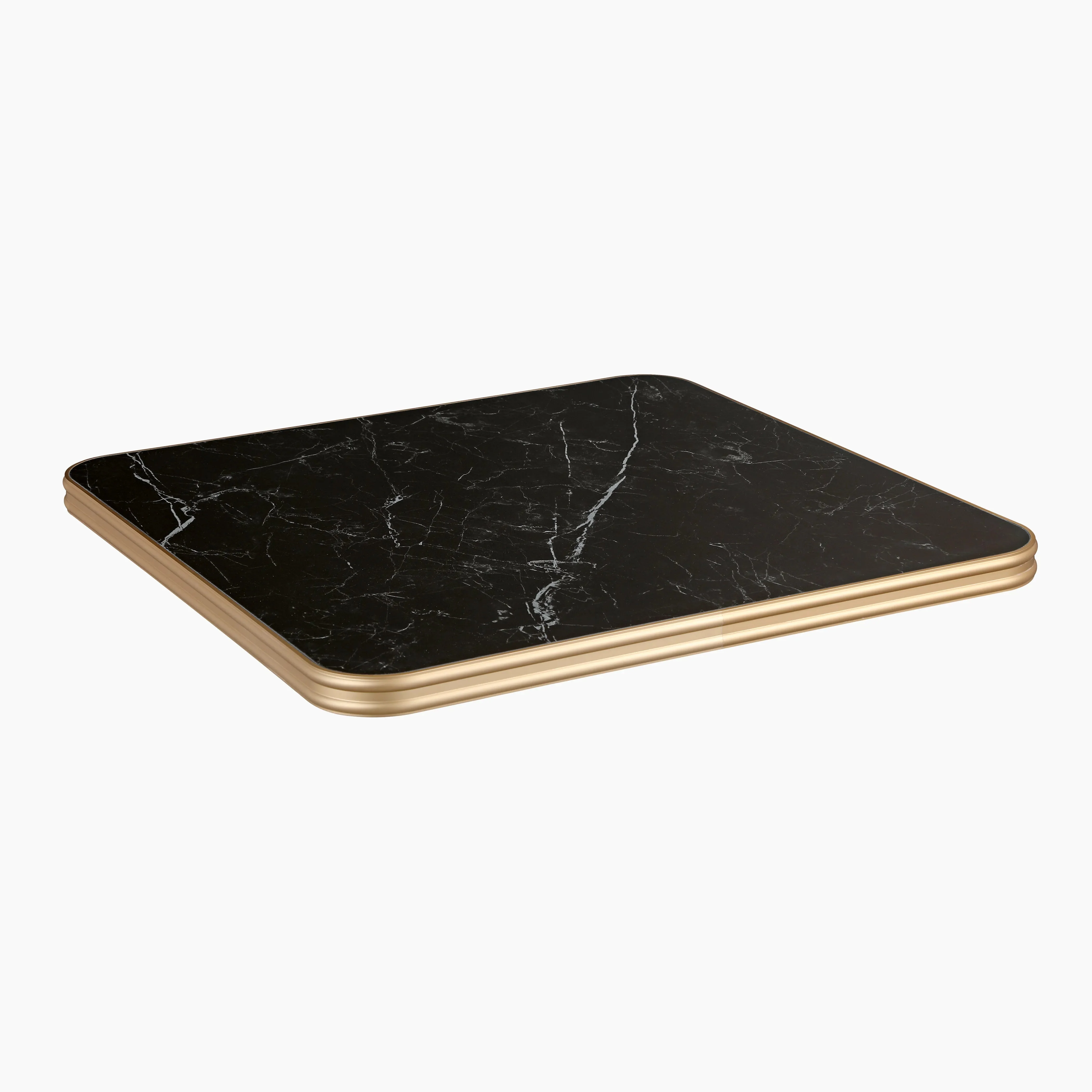 Delina Square Table Top | Black Sintered Stone & Brass - Image 3