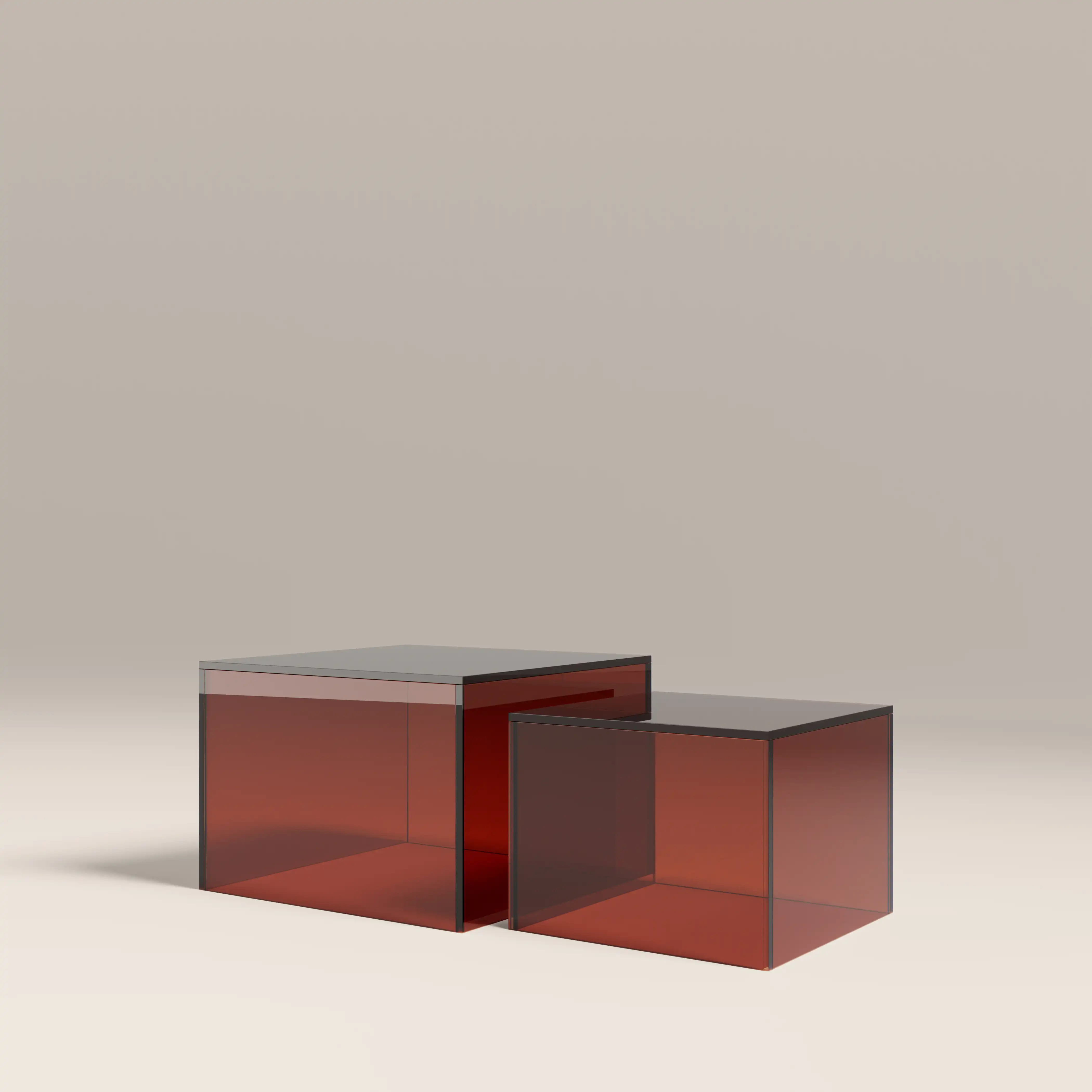 Dice Set of 2 Square Coffee Tables | Amber - Image 3
