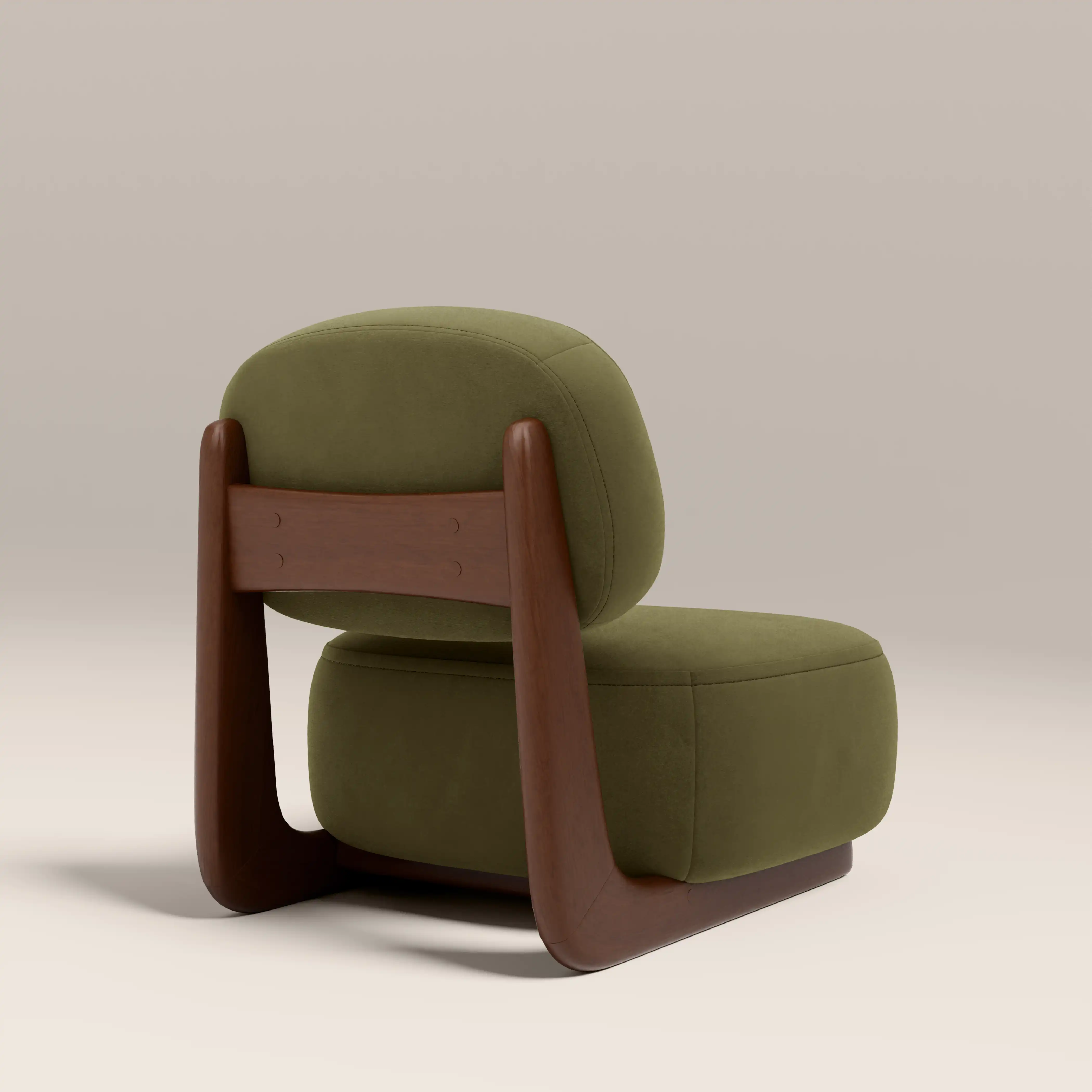 Didsbury Accent Chair | Moss Green Sustainable Mohair Velvet & Walnut - Image 6