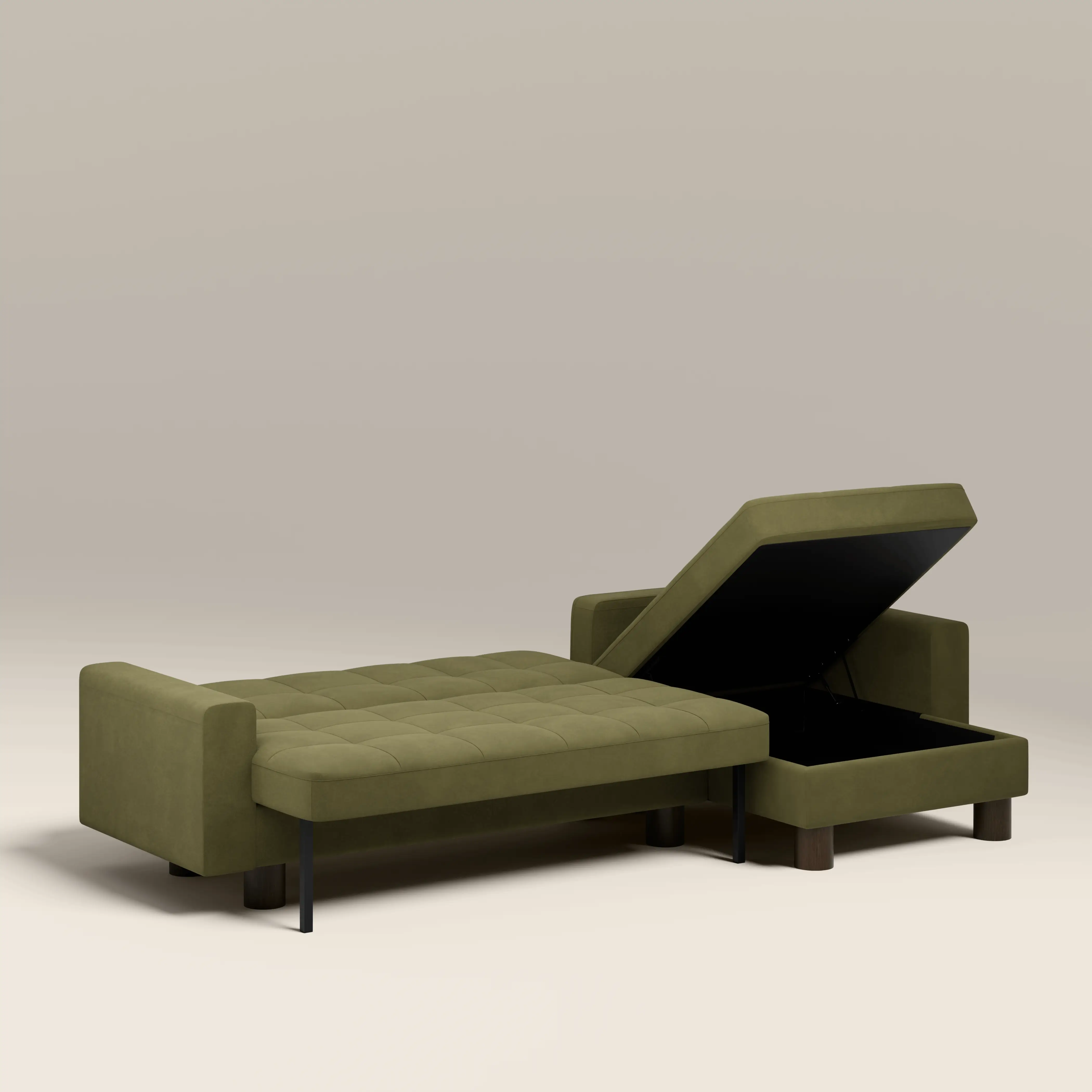 Diego Reversible Corner 3 Seater Sofa Bed | Moss Green Mohair Sustainable Velvet - Image 10