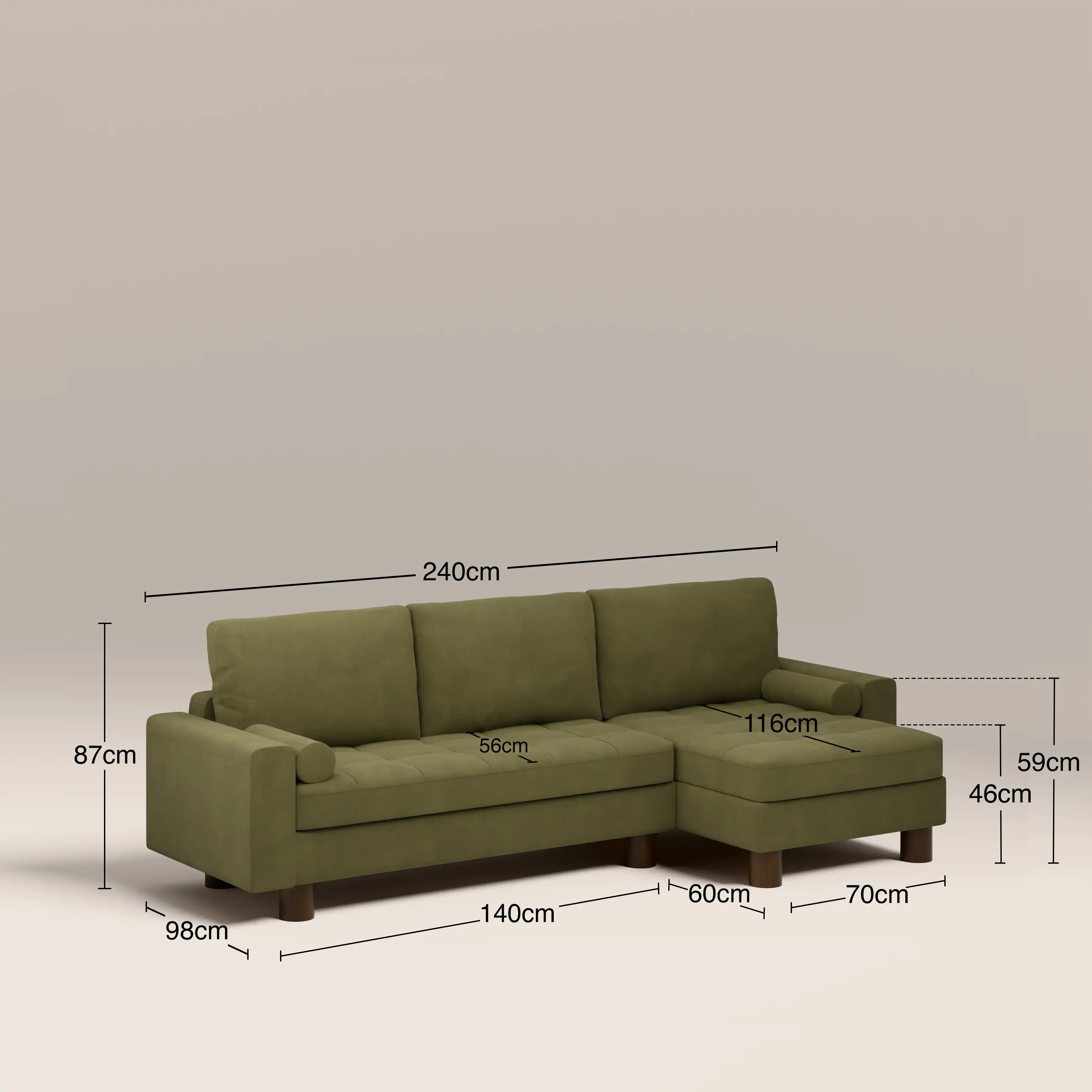 Diego Reversible Corner 3 Seater Sofa Bed | Moss Green Mohair Sustainable Velvet - Image 11
