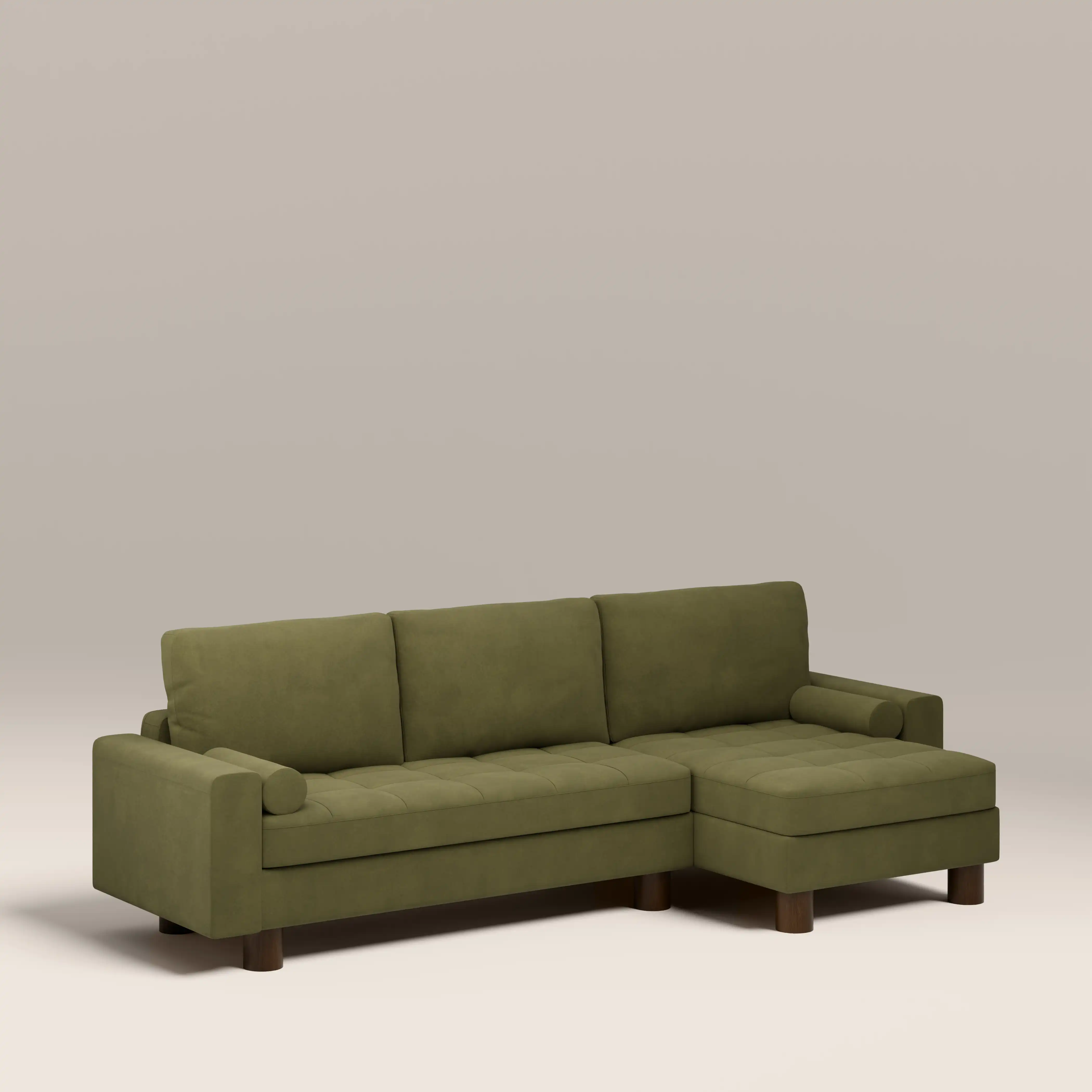 Diego Reversible Corner 3 Seater Sofa Bed | Moss Green Mohair Sustainable Velvet - Image 4