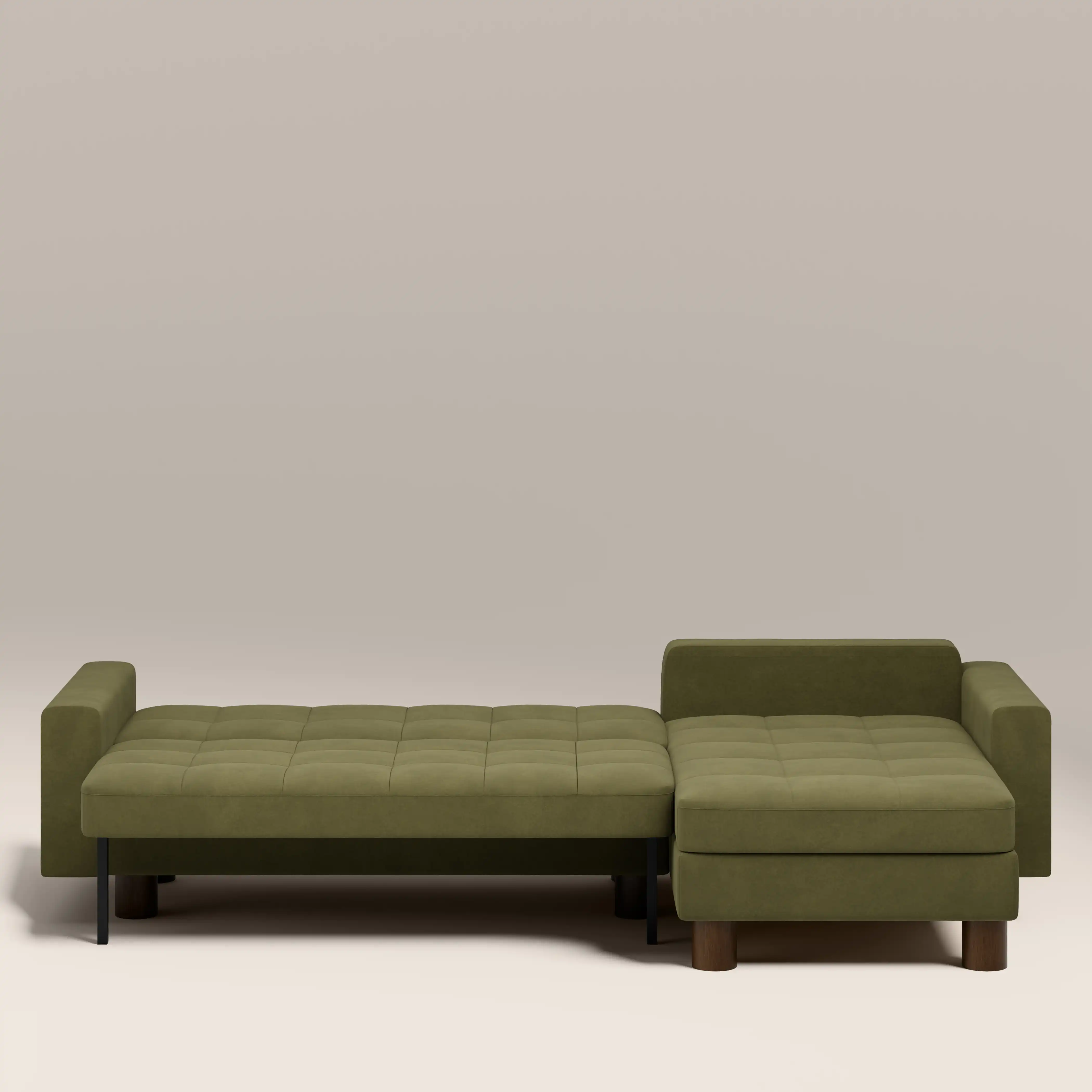 Diego Reversible Corner 3 Seater Sofa Bed | Moss Green Mohair Sustainable Velvet - Image 5