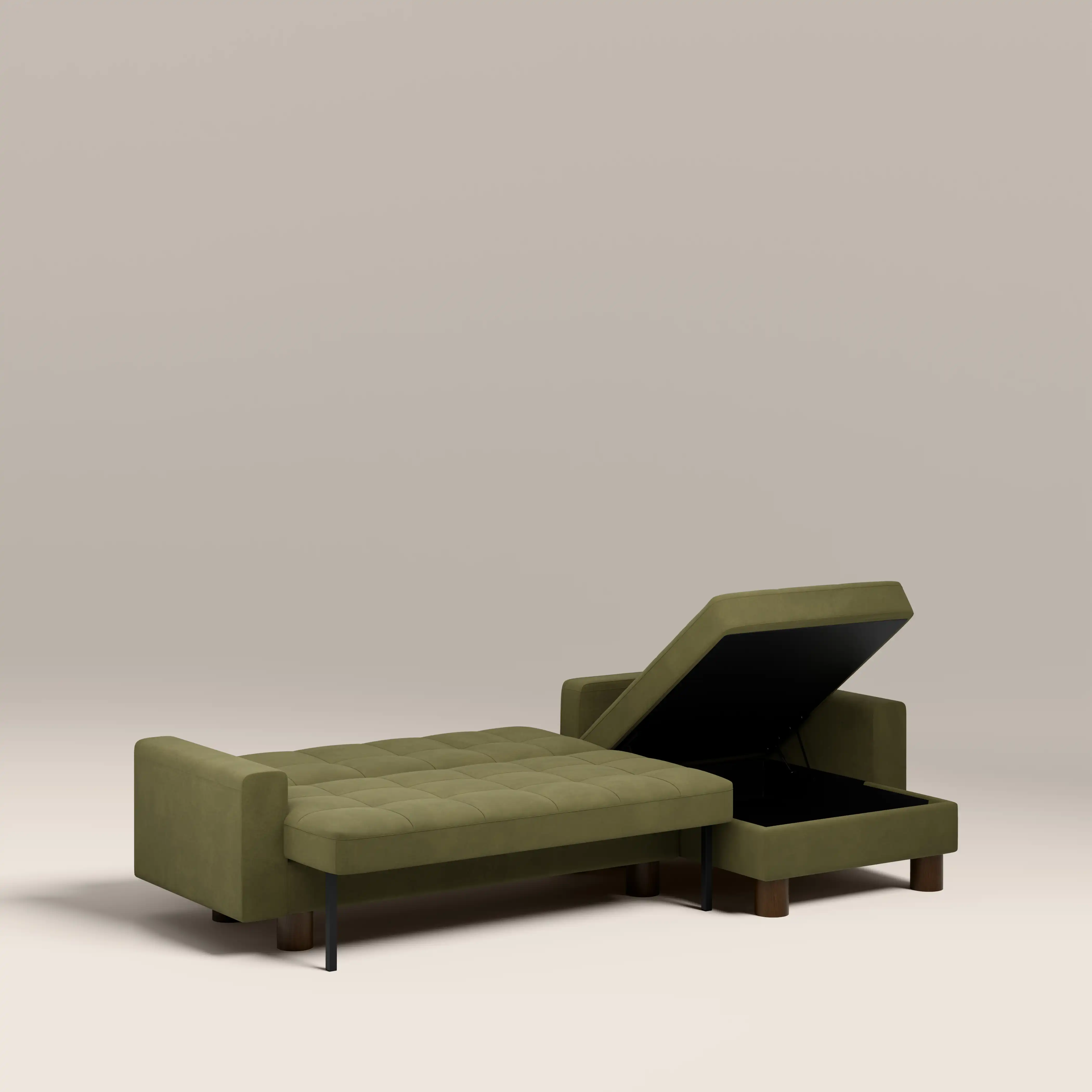 Diego Reversible Corner 3 Seater Sofa Bed | Moss Green Mohair Sustainable Velvet - Image 7