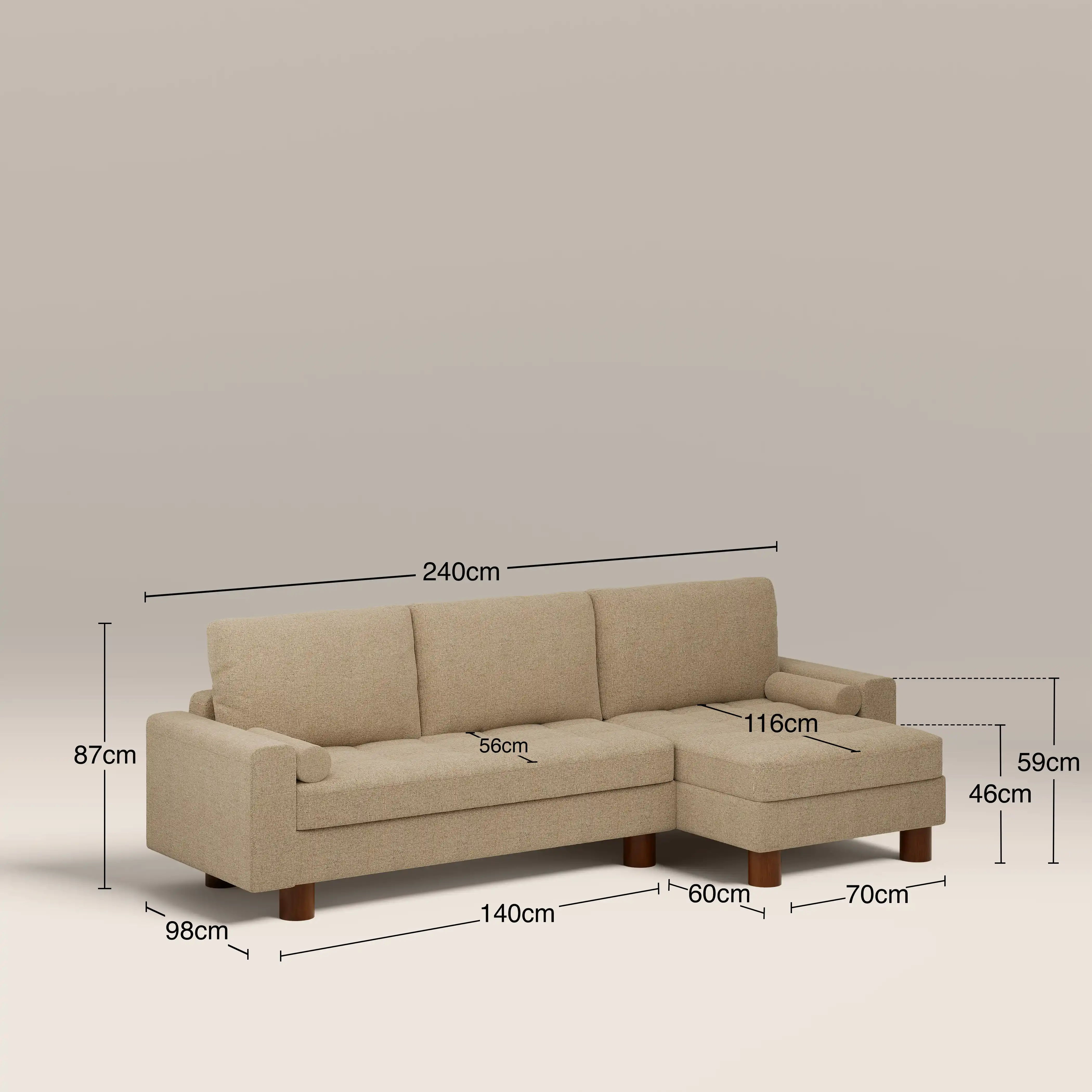 Diego Reversible Corner 3 Seater Sofa Bed | Speckled Latte Boucle - Image 10