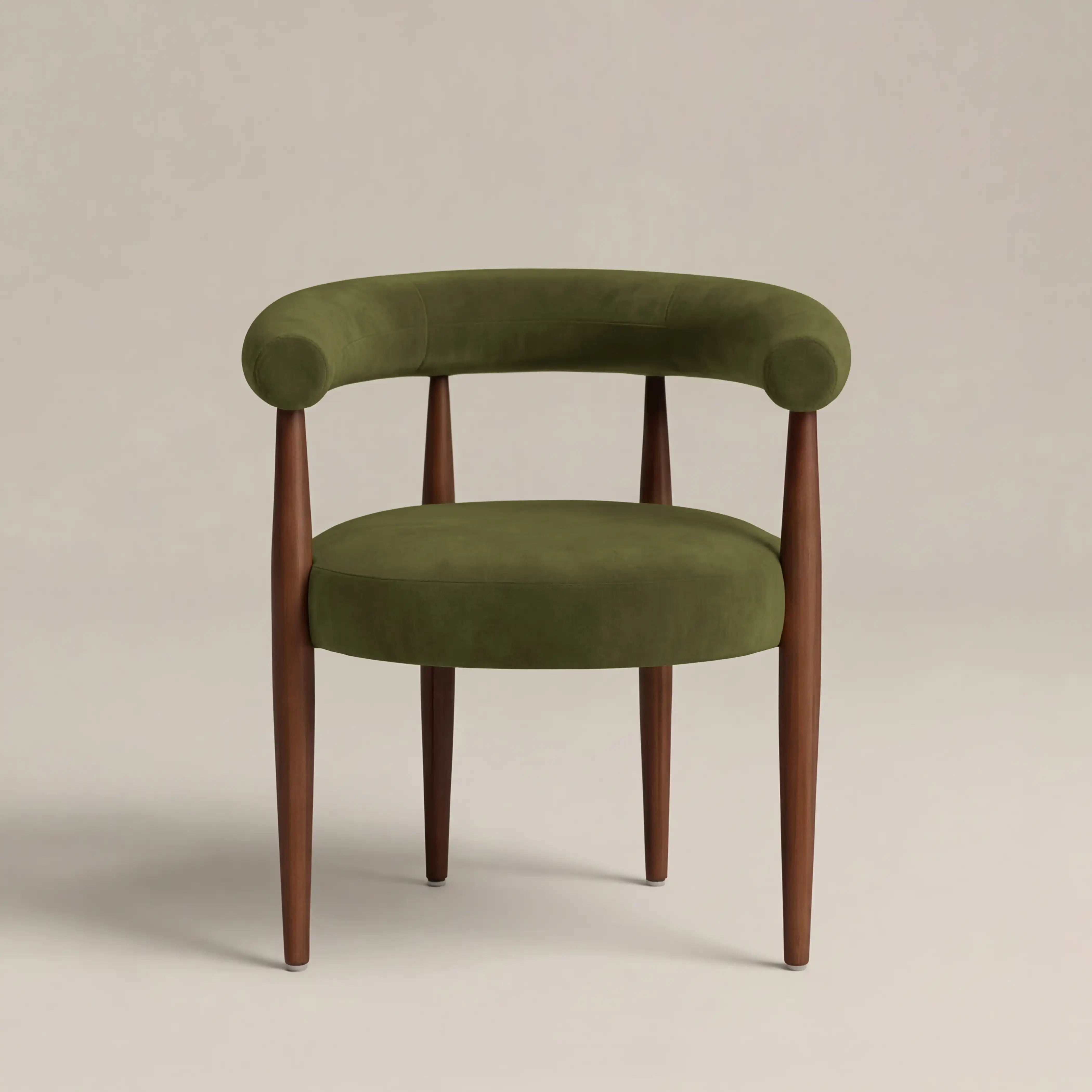 Elan Carver Dining Chair | Olive Green Sustainable Velvet & Walnut - Image 3