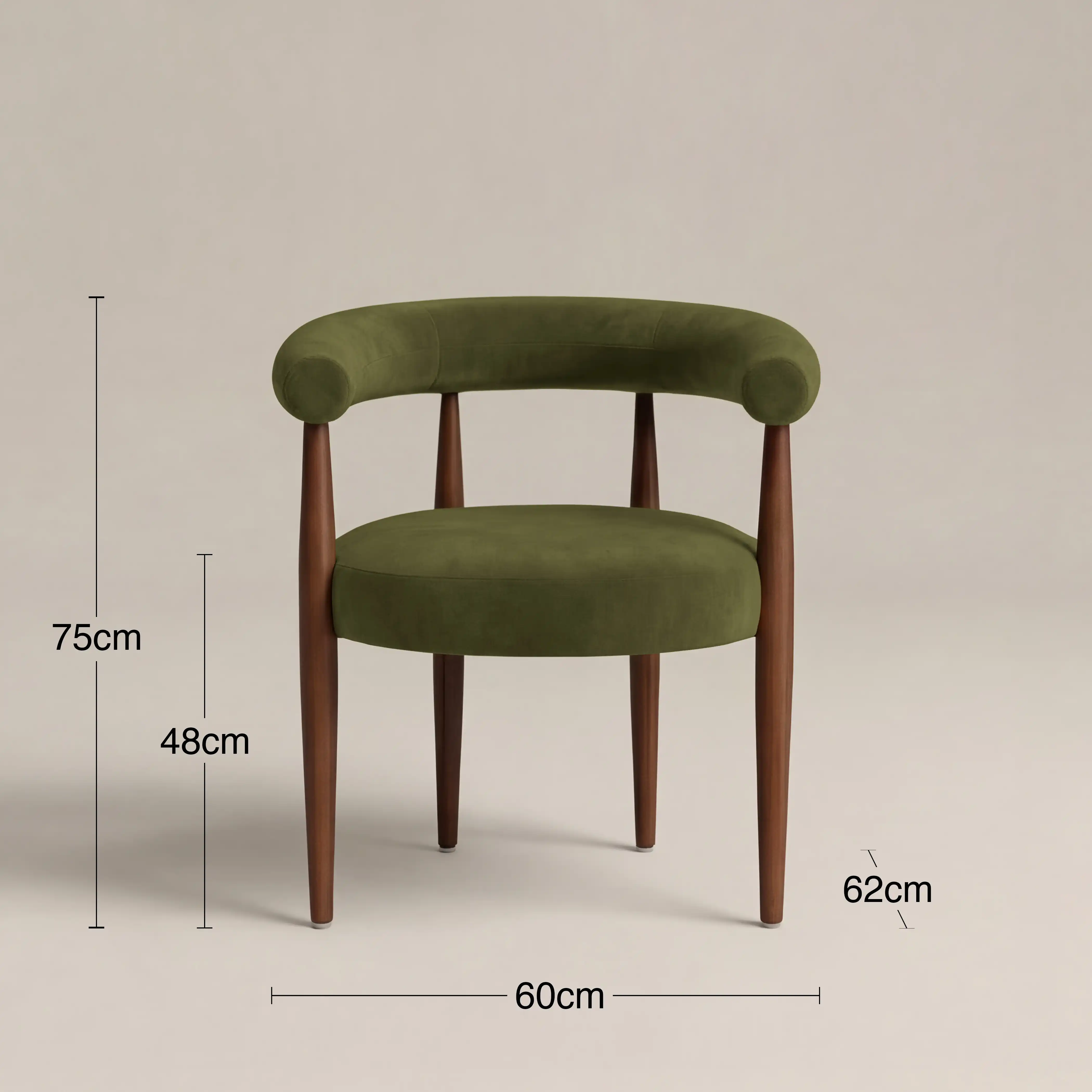 Elan Carver Dining Chair | Olive Green Sustainable Velvet & Walnut - Image 7