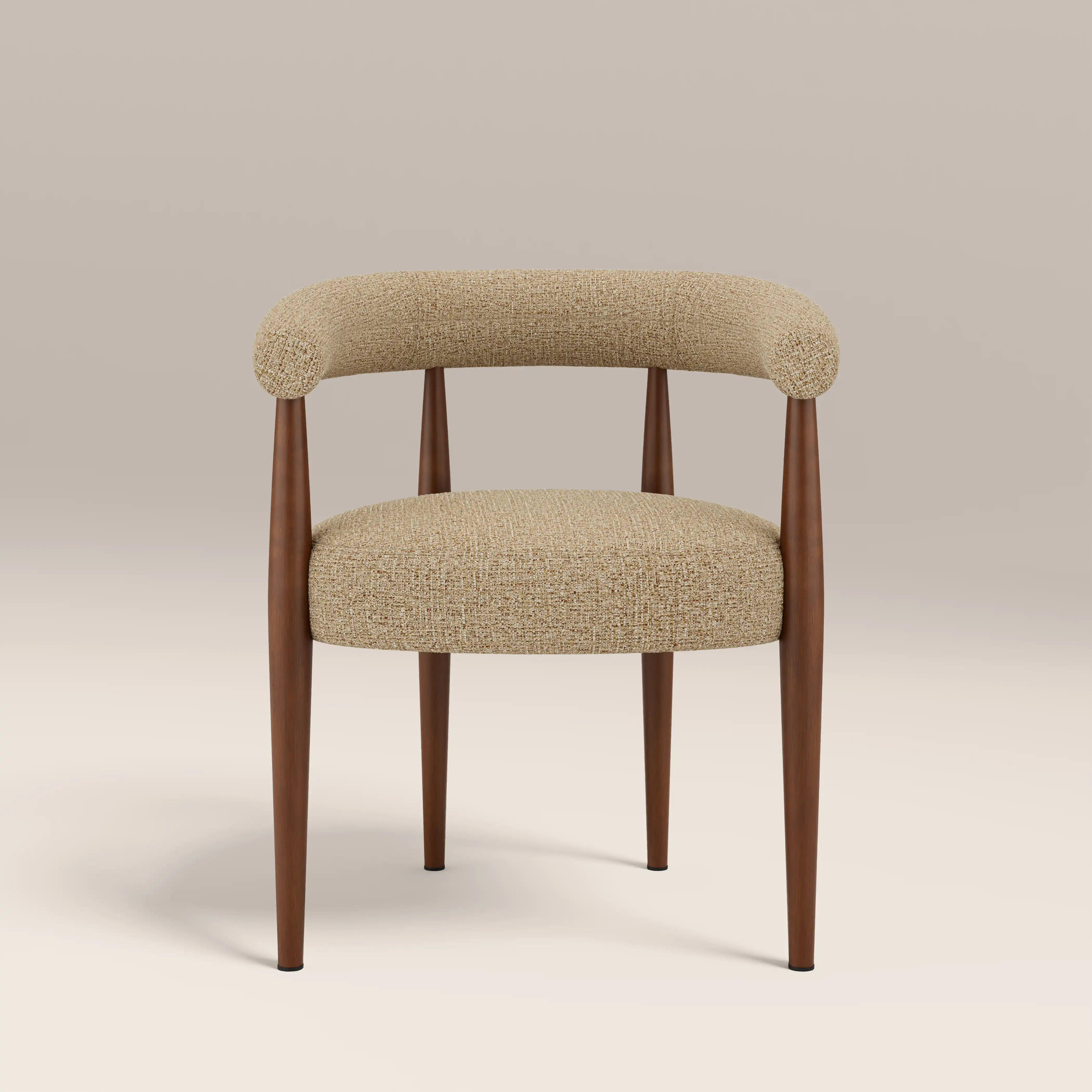 Elan Carver Dining Chair | Speckled Latte Boucle & Walnut - Image 3