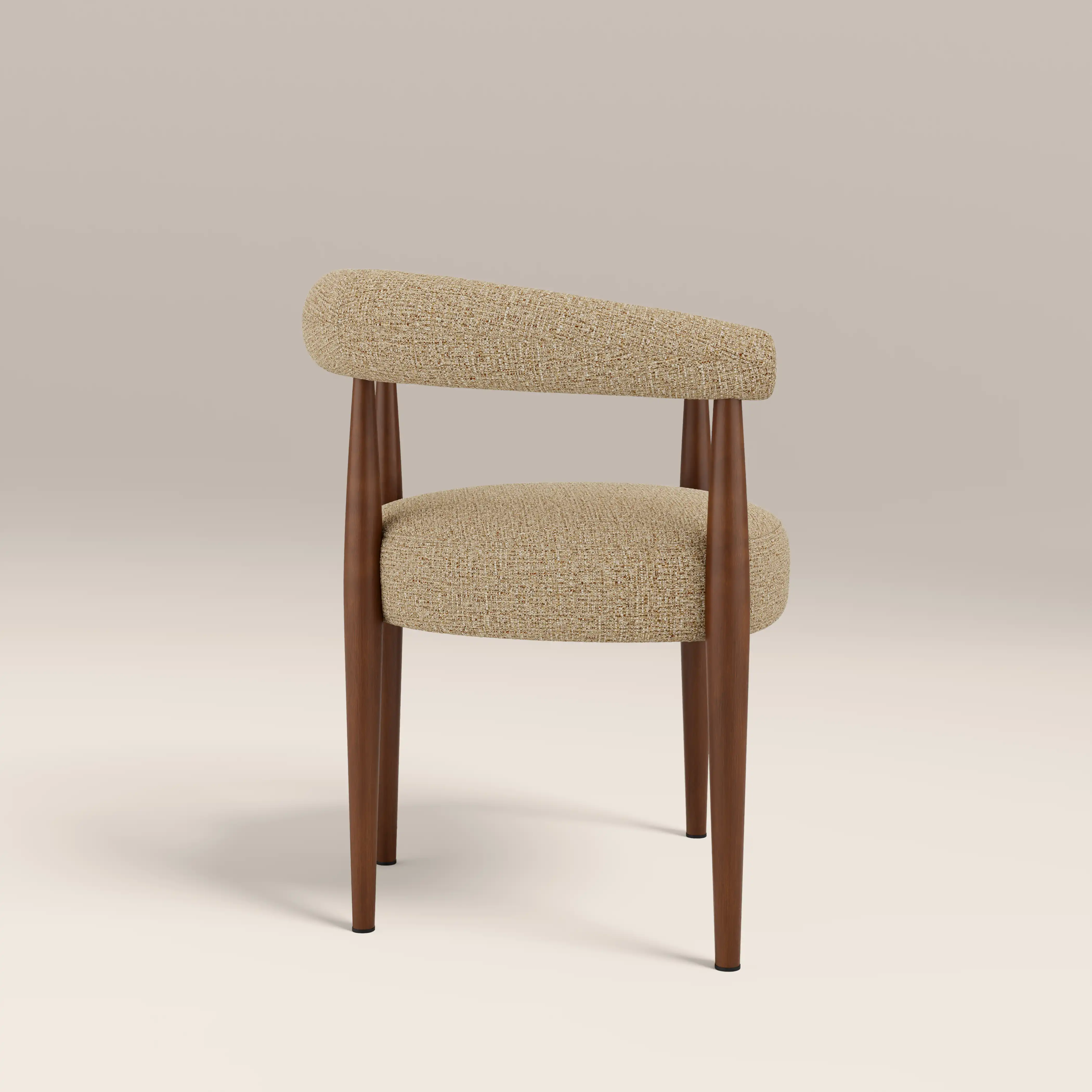 Elan Carver Dining Chair | Speckled Latte Boucle & Walnut - Image 5