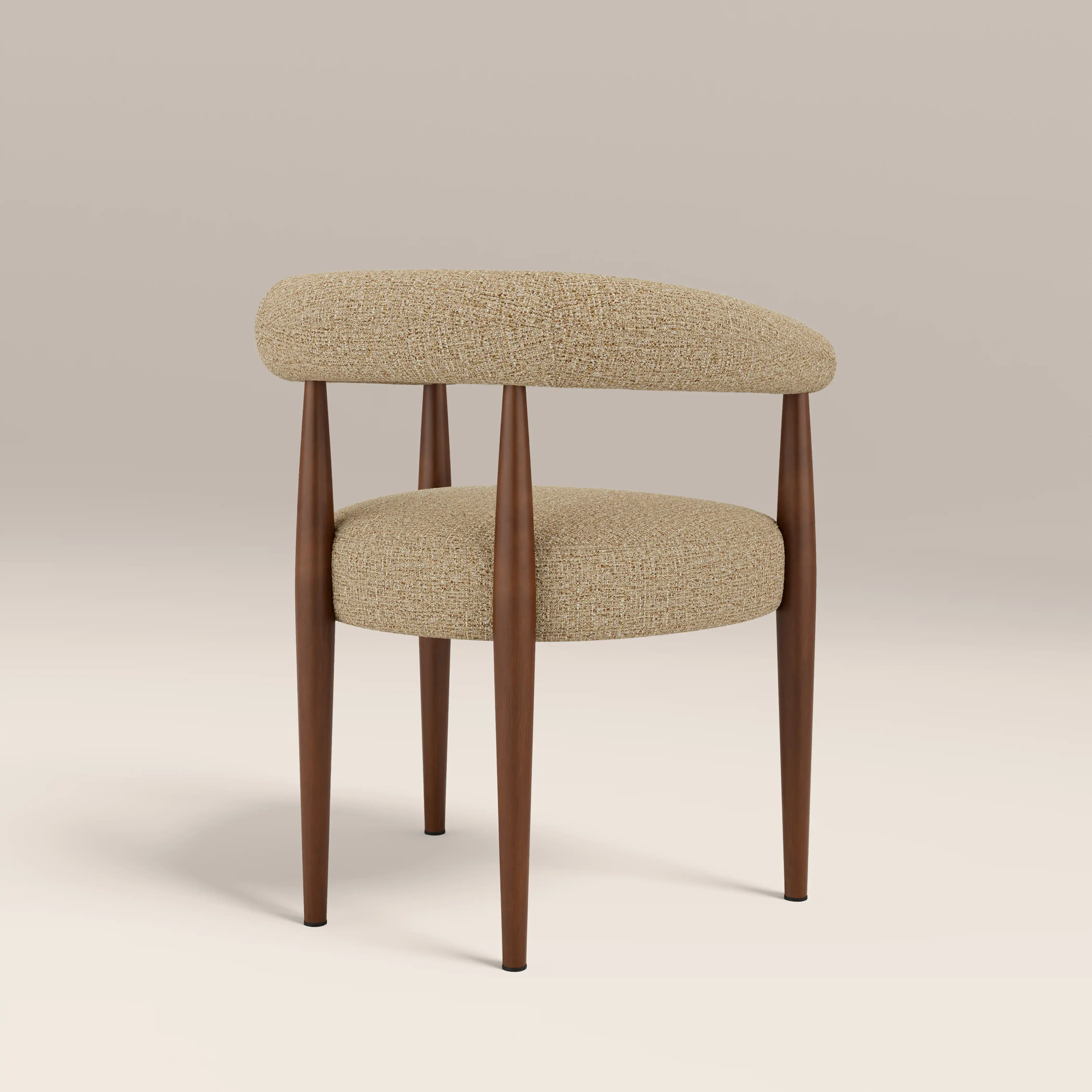 Elan Carver Dining Chair | Speckled Latte Boucle & Walnut - Image 6