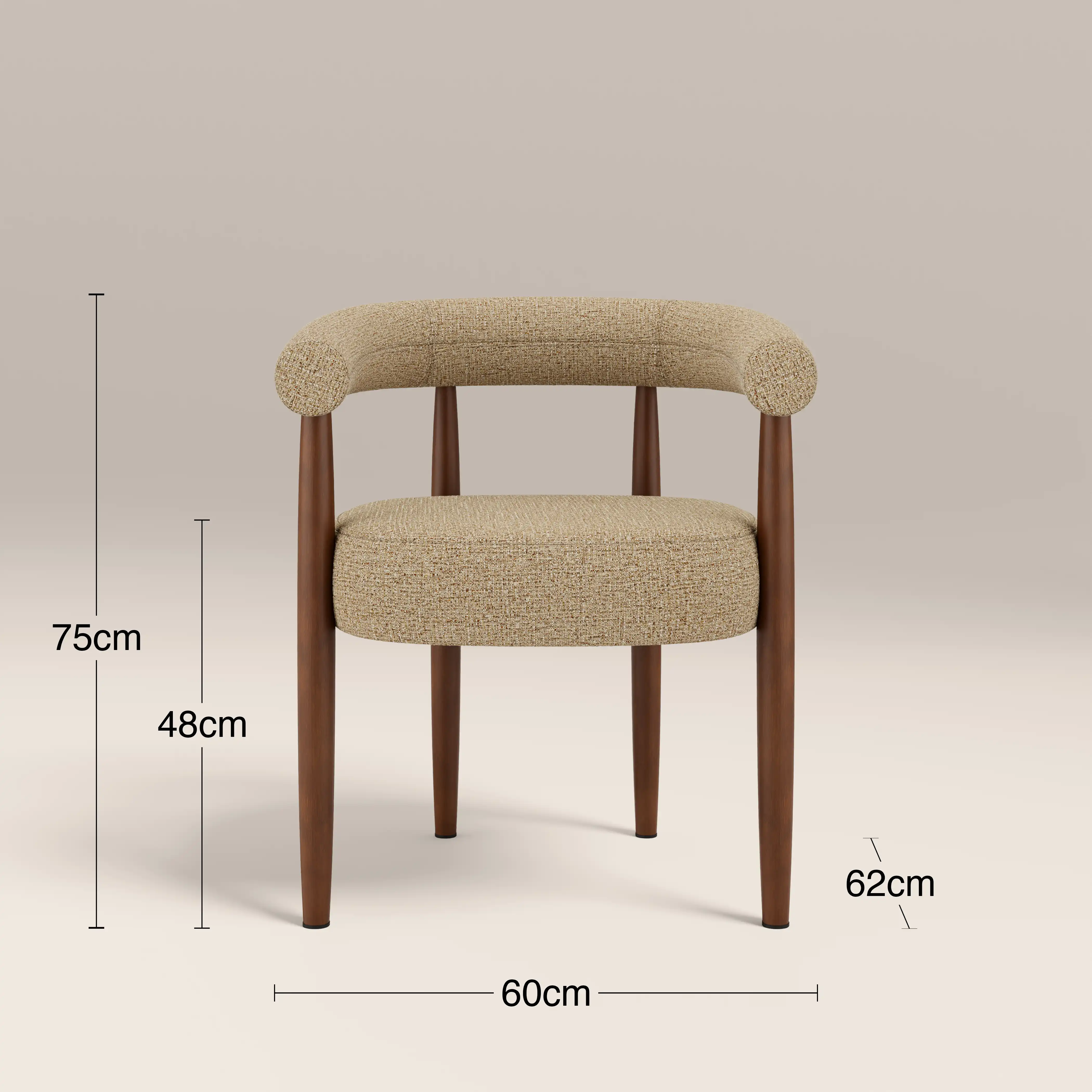 Elan Carver Dining Chair | Speckled Latte Boucle & Walnut - Image 8