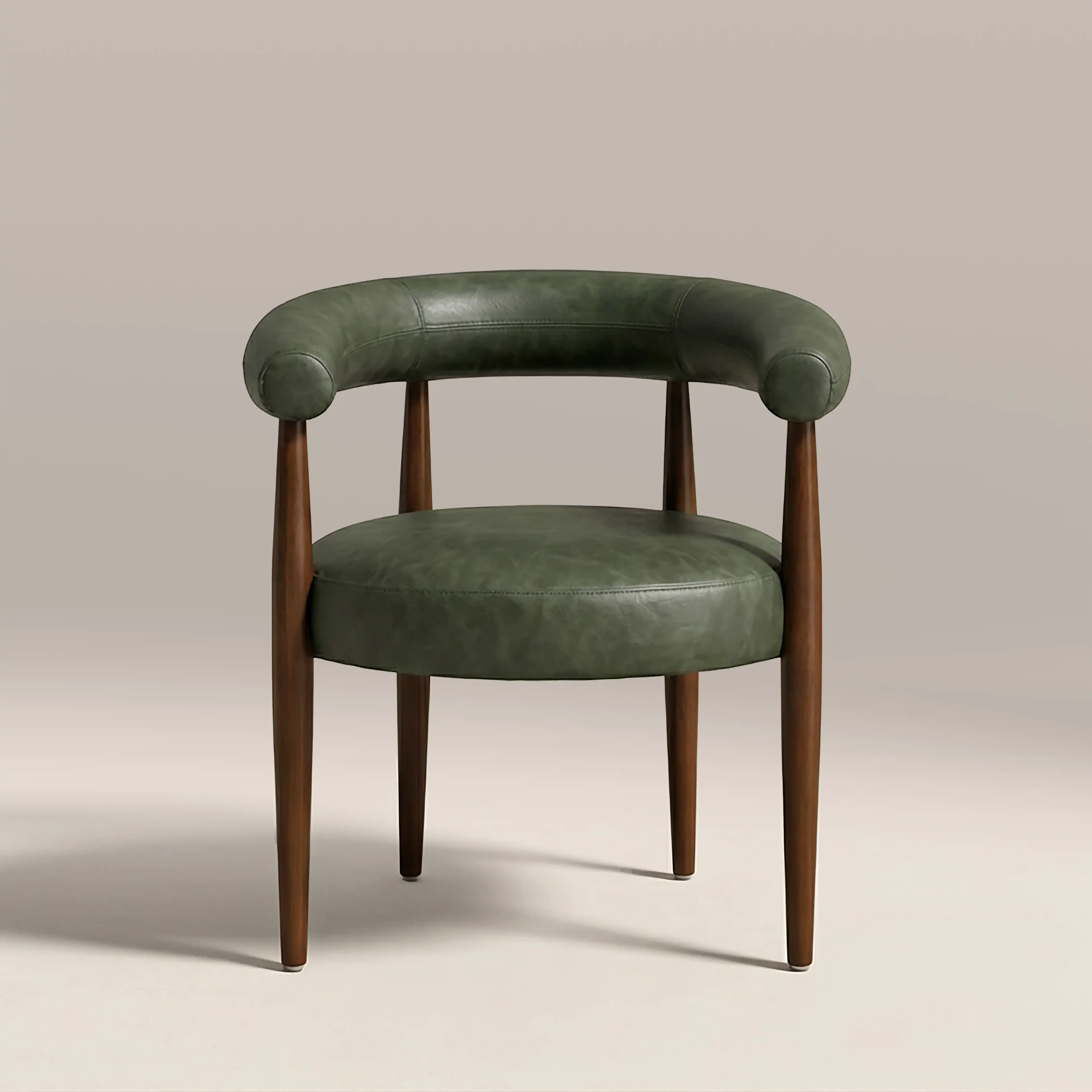 Elan Carver Dining Chair | Vintage Green Faux Leather & Walnut - Image 3