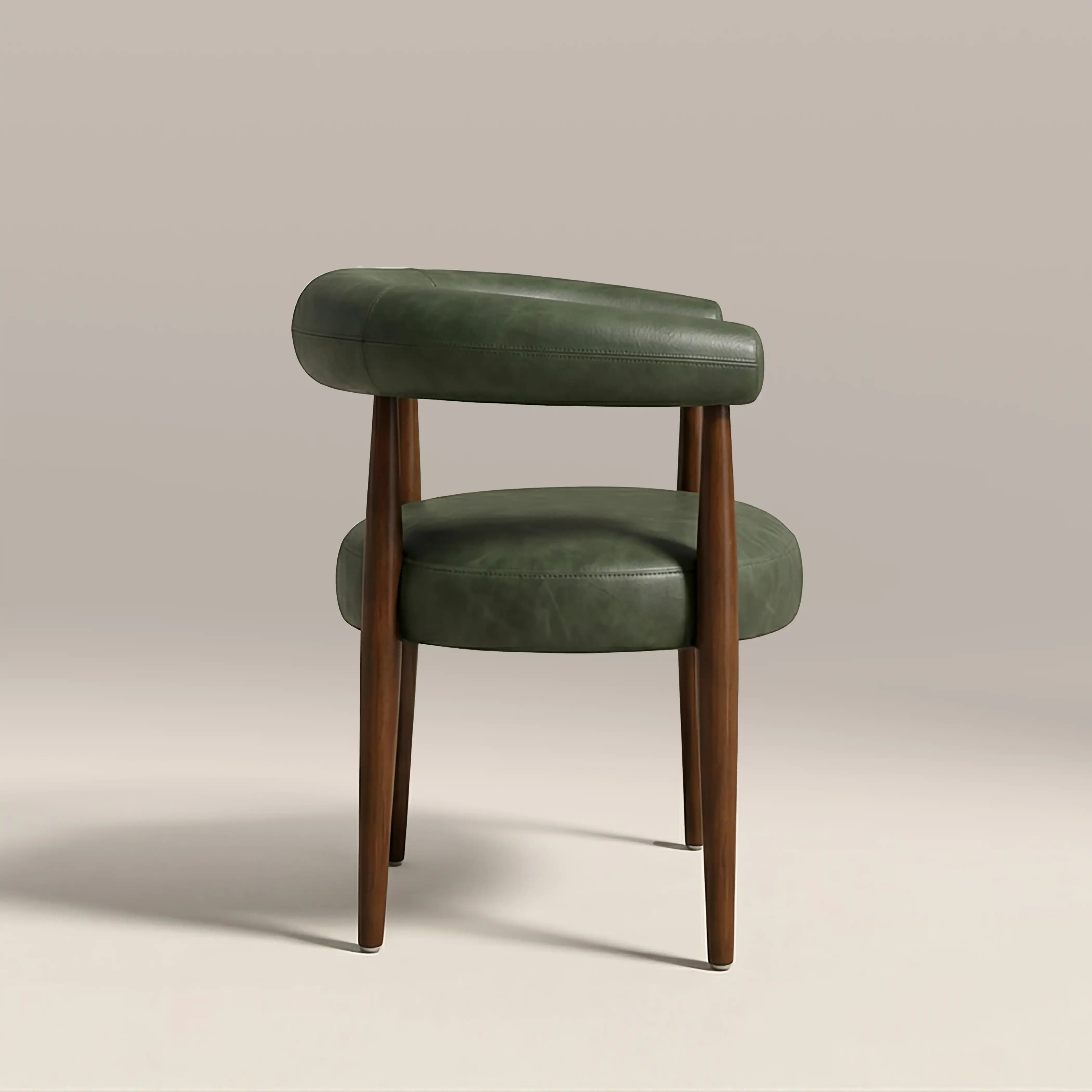 Elan Carver Dining Chair | Vintage Green Faux Leather & Walnut - Image 5