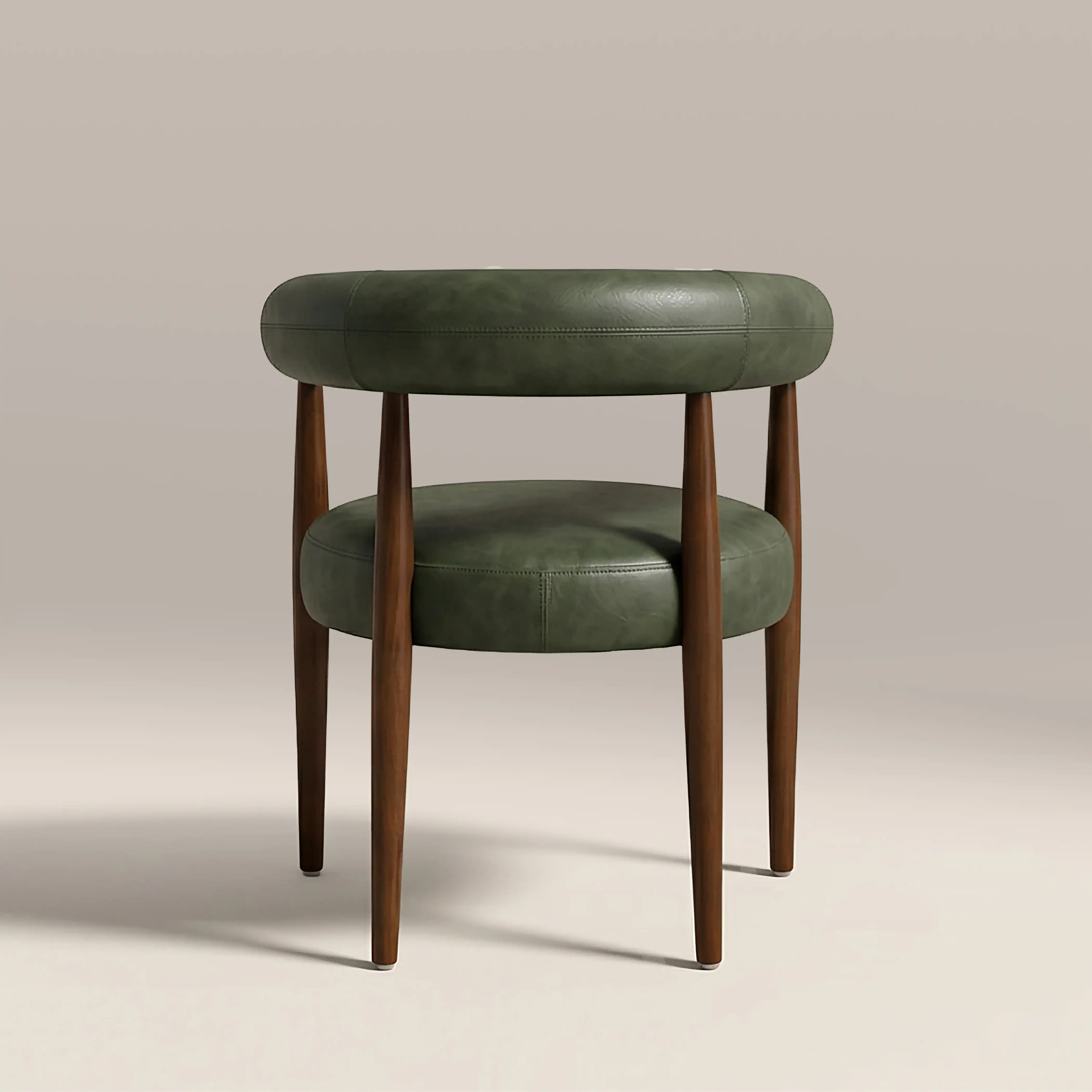 Elan Carver Dining Chair | Vintage Green Faux Leather & Walnut - Image 6