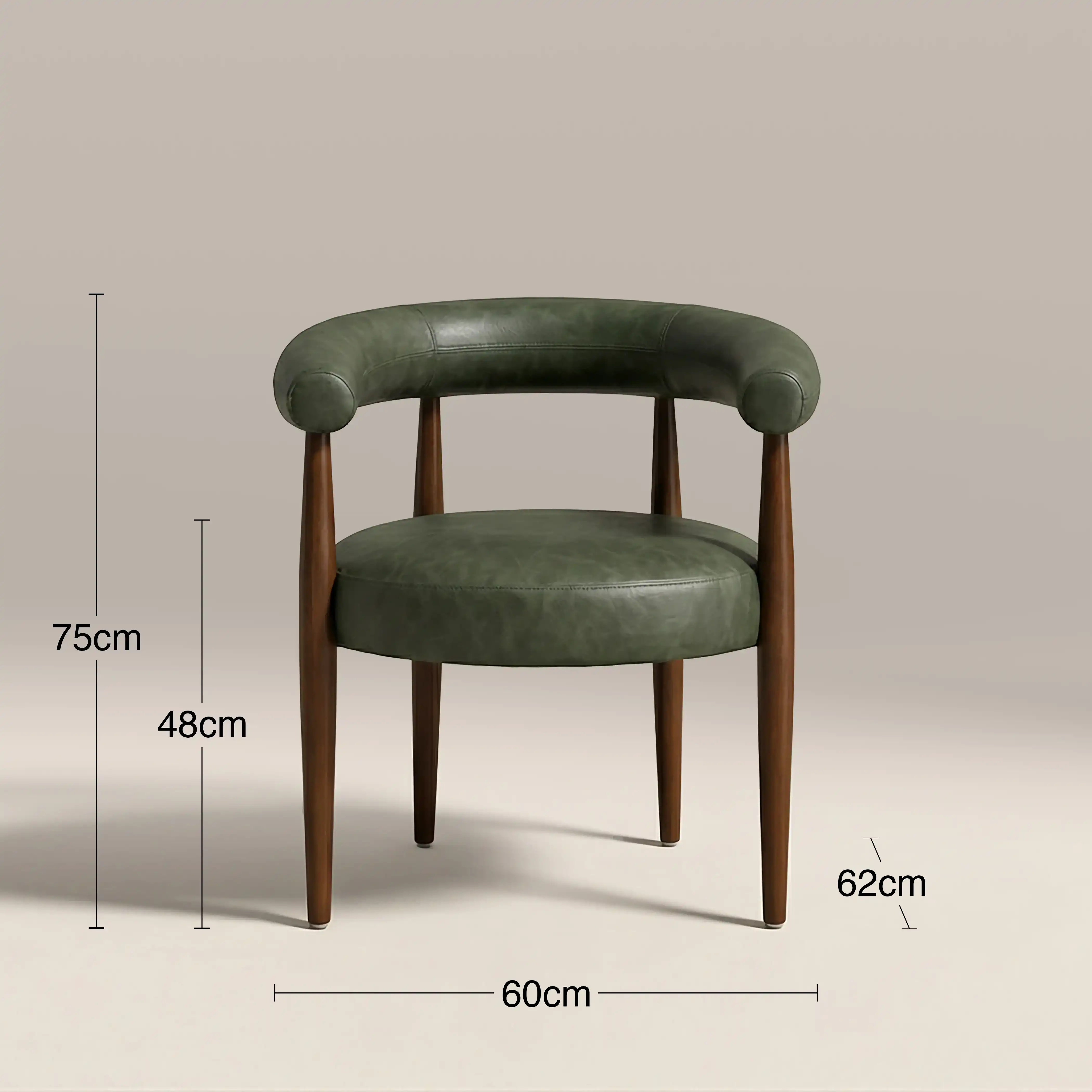 Elan Carver Dining Chair | Vintage Green Faux Leather & Walnut - Image 7