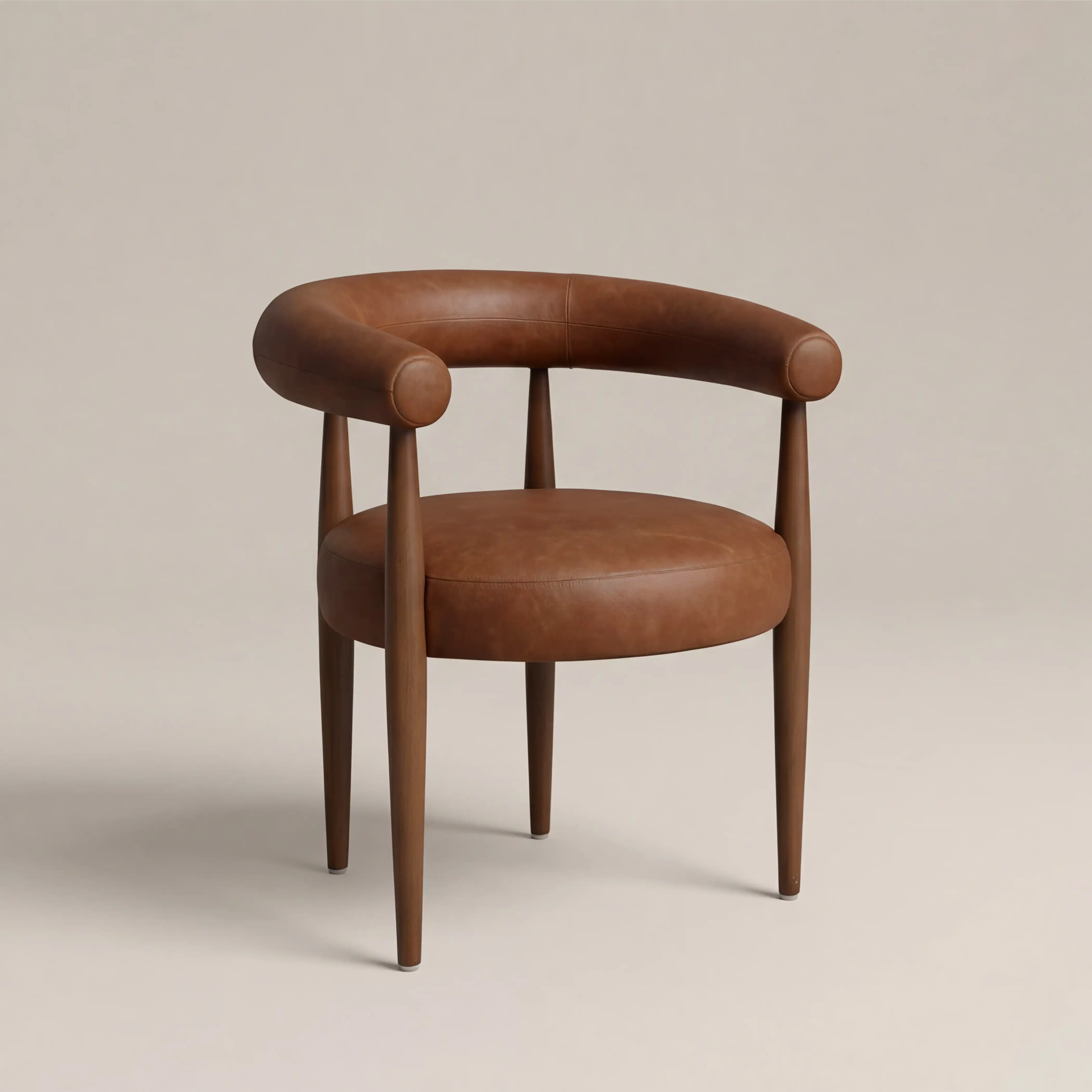 Elan Carver Dining Chair | Vintage Tan Faux Leather & Walnut - Image 2