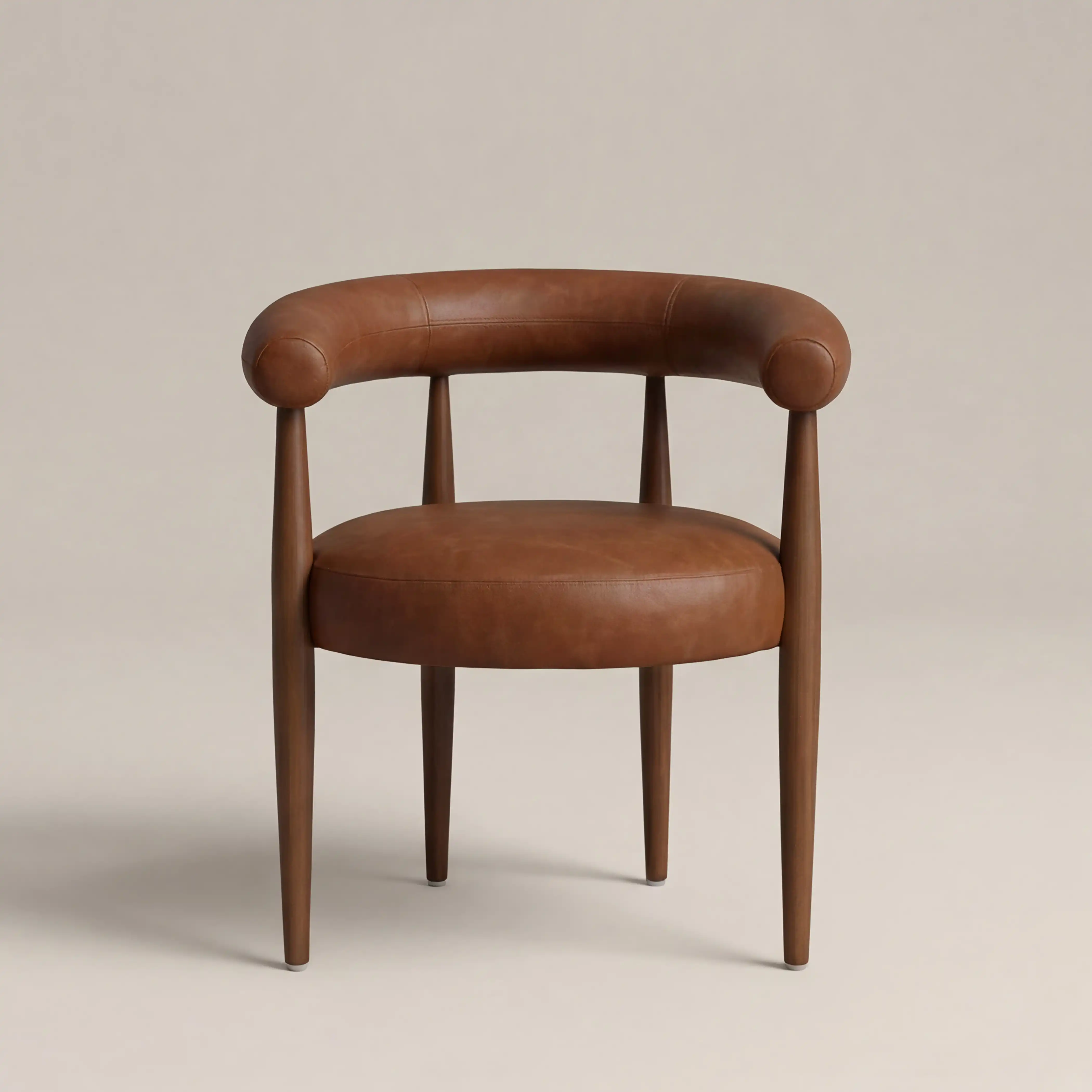 Elan Carver Dining Chair | Vintage Tan Faux Leather & Walnut - Image 3