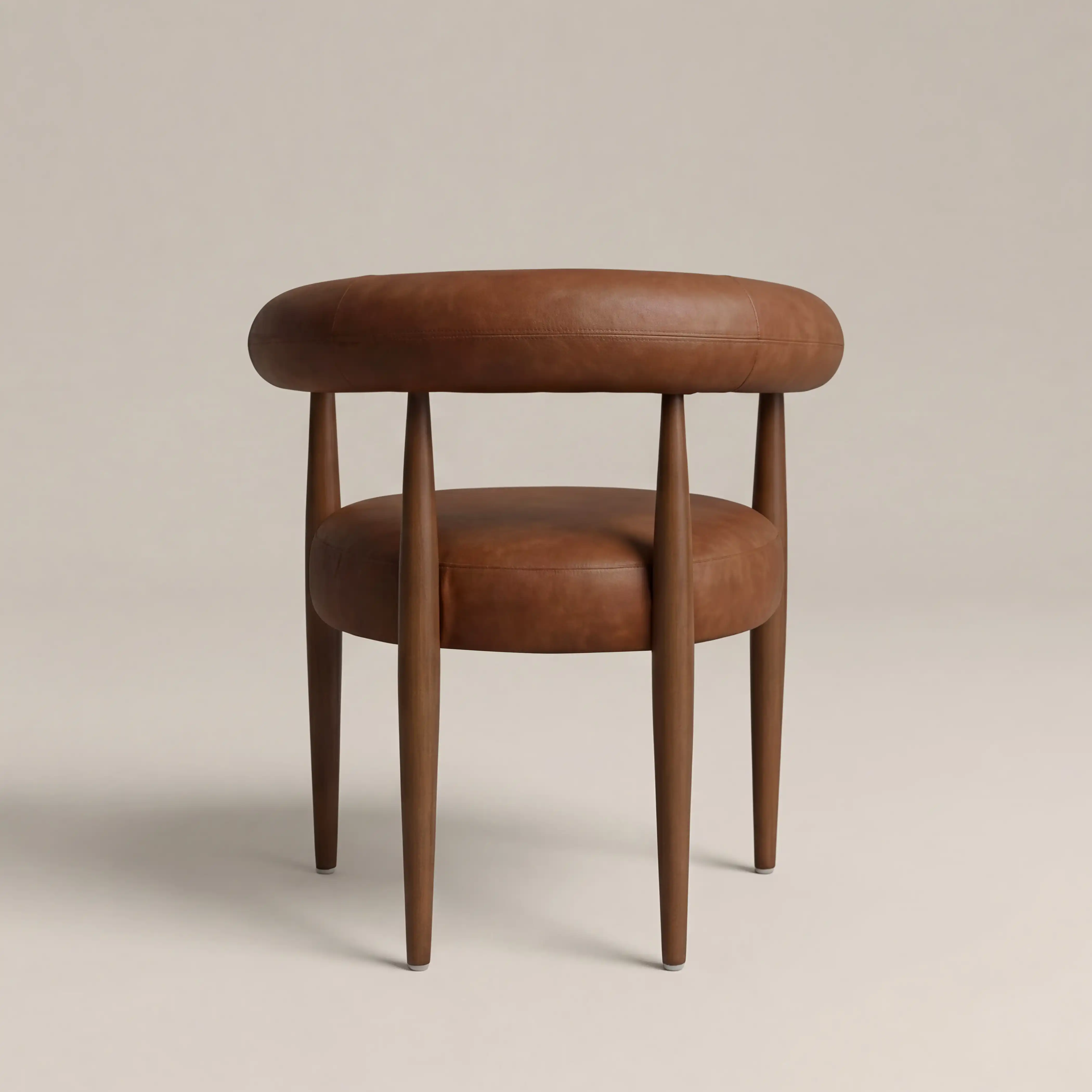 Elan Carver Dining Chair | Vintage Tan Faux Leather & Walnut - Image 6