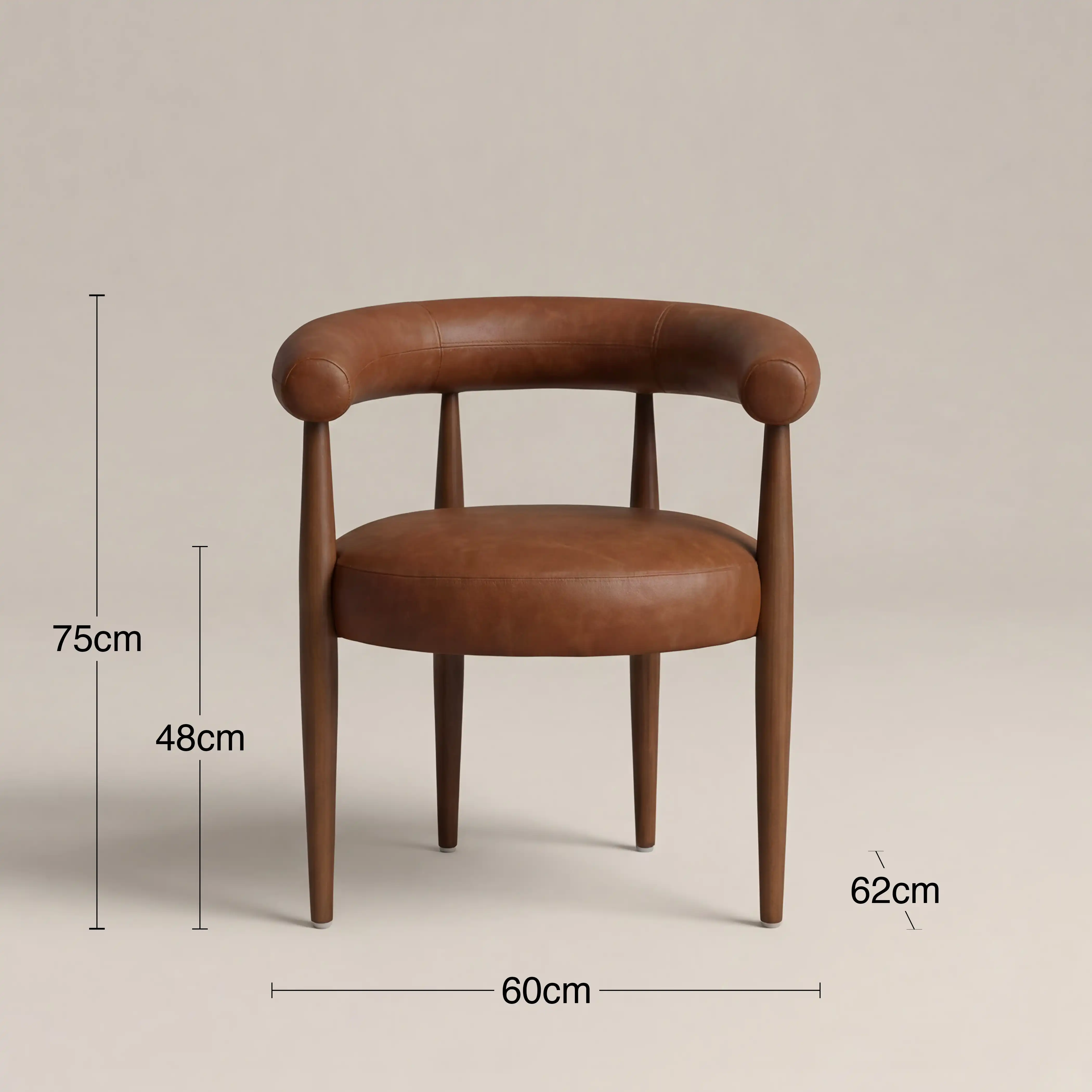 Elan Carver Dining Chair | Vintage Tan Faux Leather & Walnut - Image 7