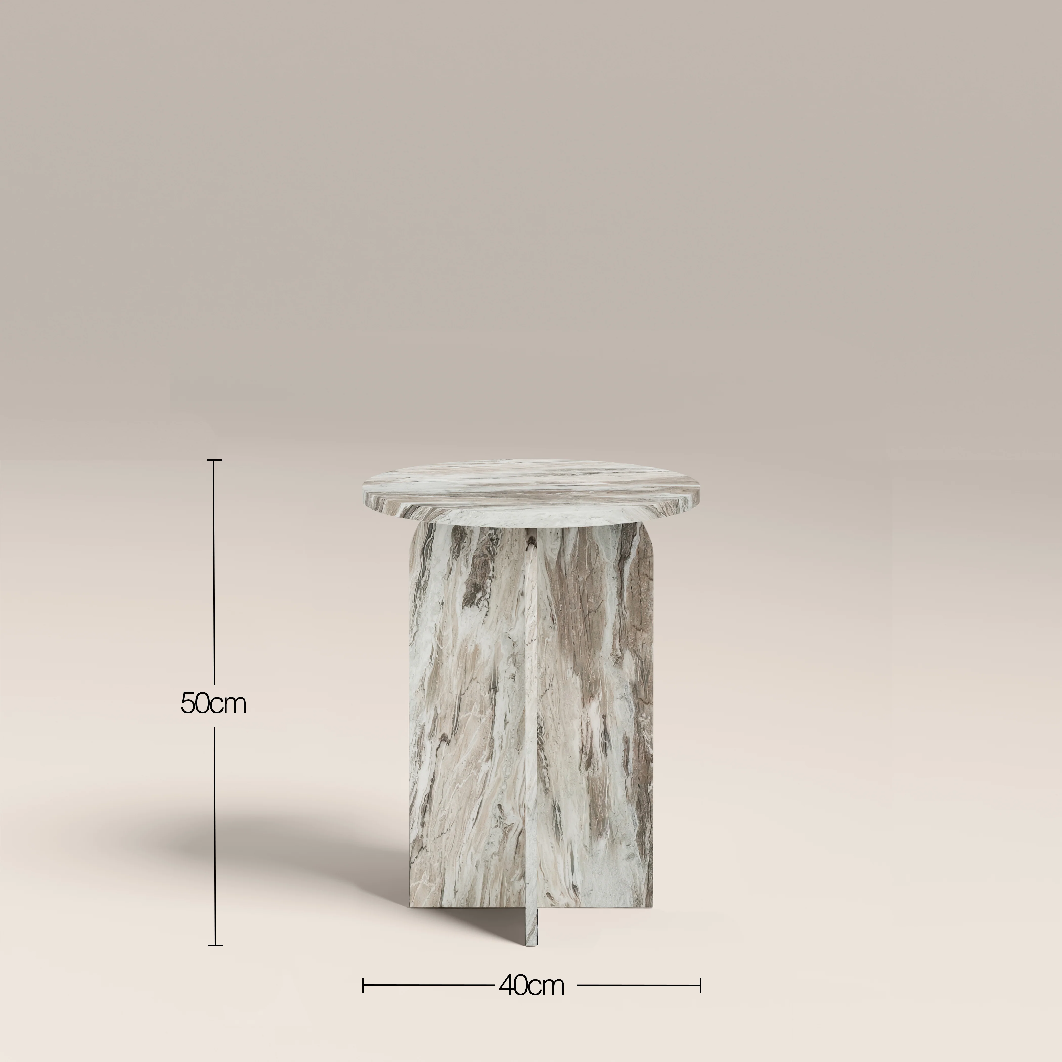 Eli Round Side Table | Brown Marble - Image 3