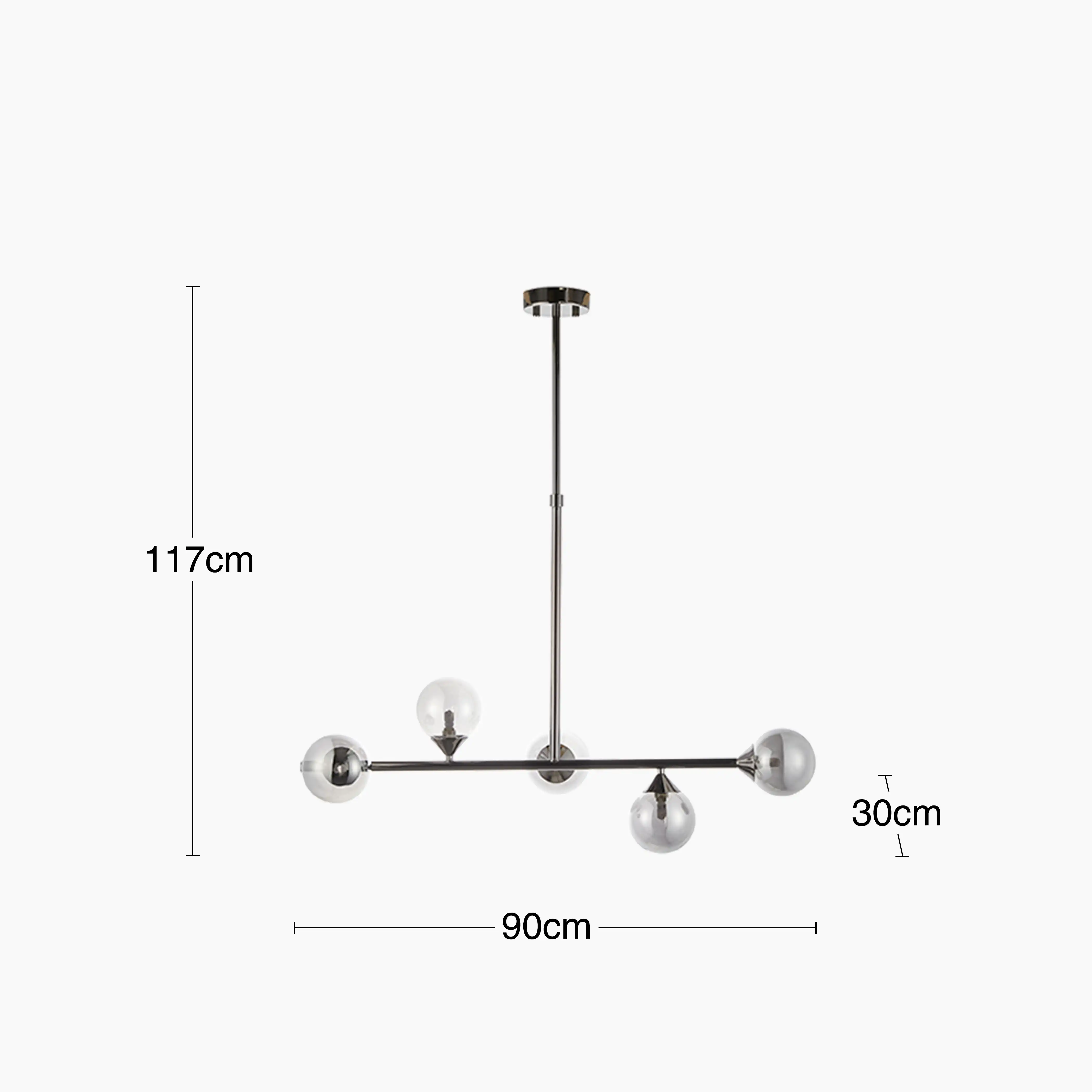Elias 5 Light Pendant Light | Smokey Glass & Chrome Black - Image 11