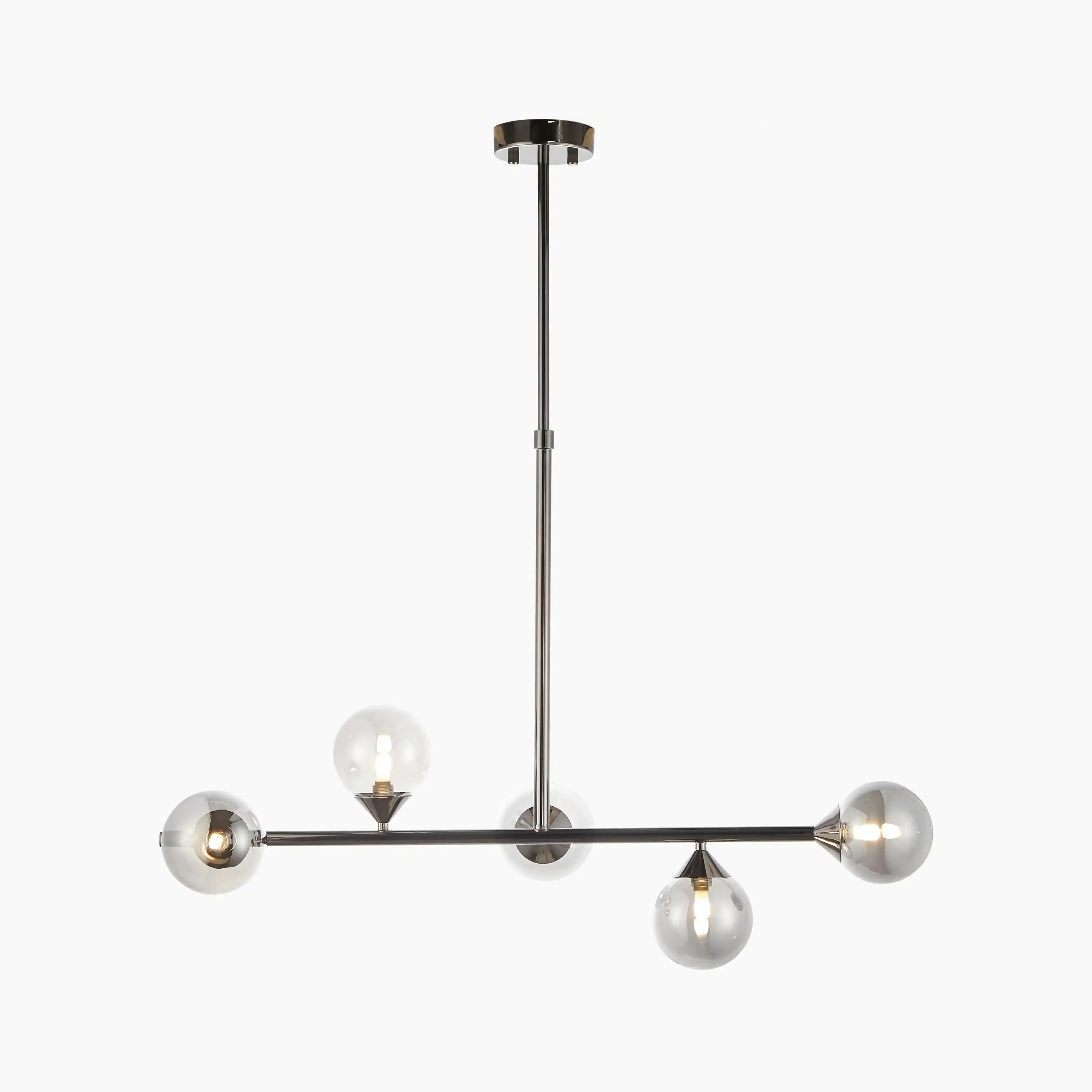 Elias 5 Light Pendant Light | Smokey Glass & Chrome Black - Image 9